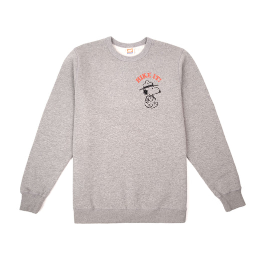 Front View of Topo Designs x TSPTR Hike It Crew in "Gray Marl"
