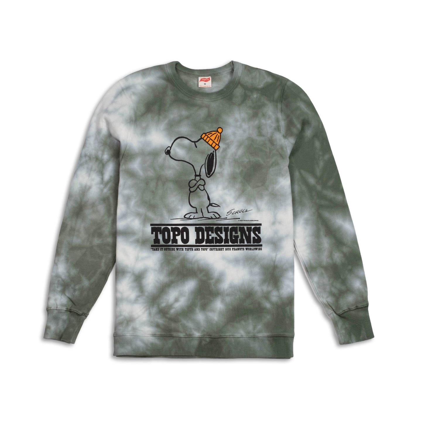 Topo Designs x TSPTR Outside Crew in "Tie Dye Olive"