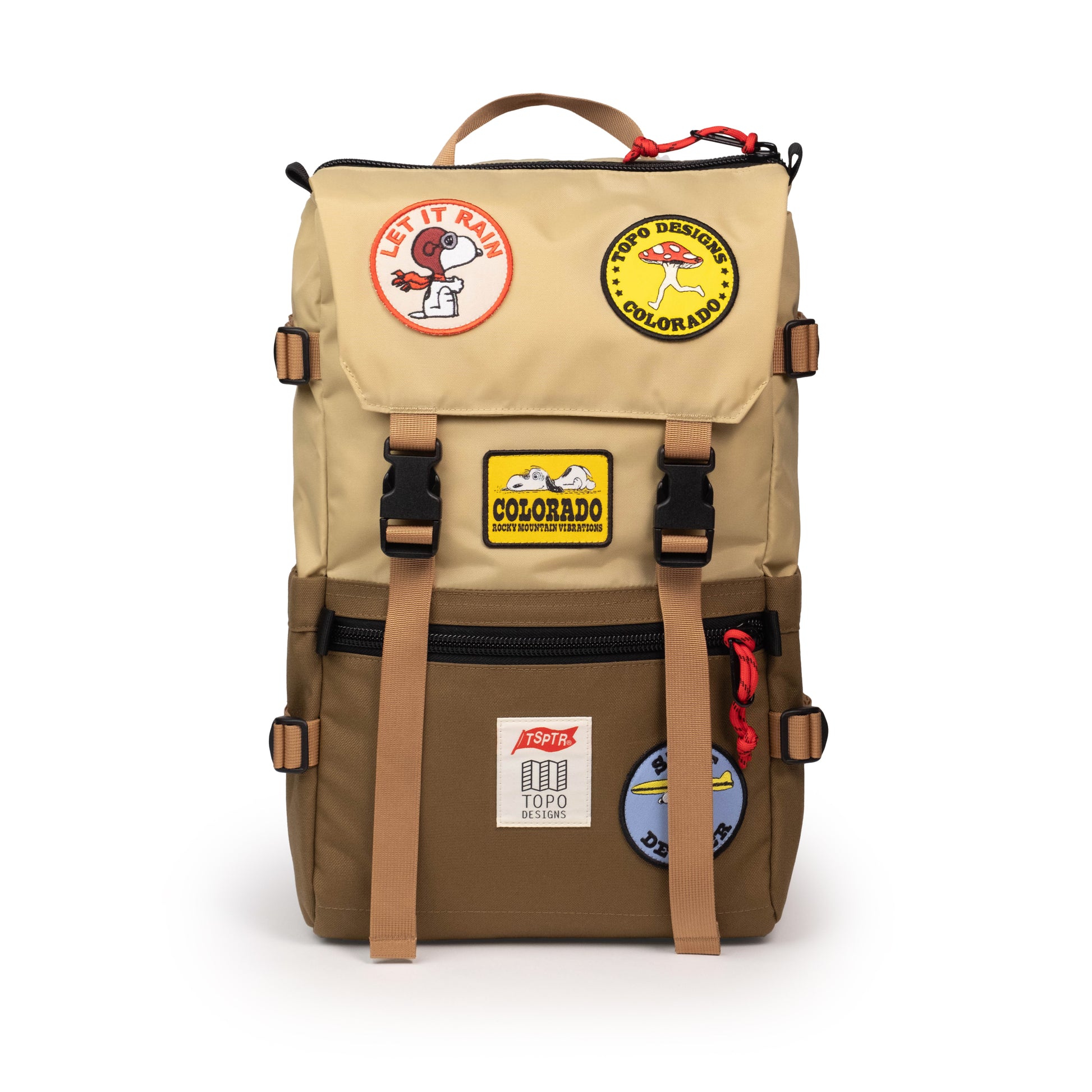 Front View of Topo Designs x TSPTR Rover Pack Classic in "Hemp / Desert Palm"