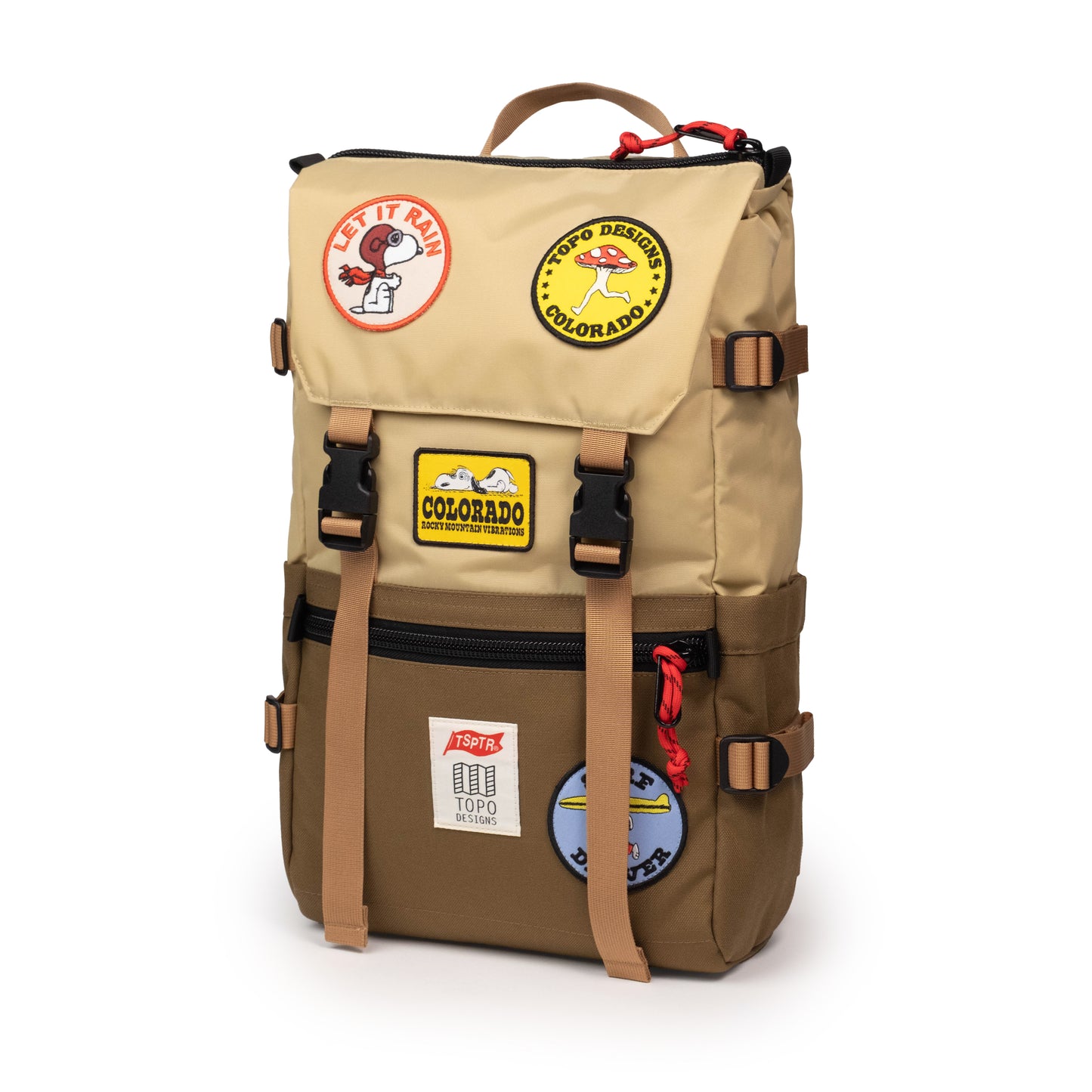 Front View of Topo Designs x TSPTR Rover Pack Classic in "Hemp / Desert Palm"