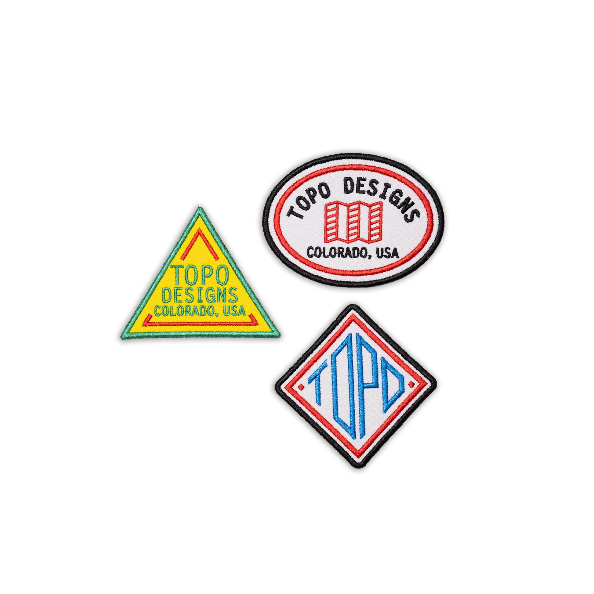 Topo Designs Patch 3-Pack showing "Classic Logos" variant.