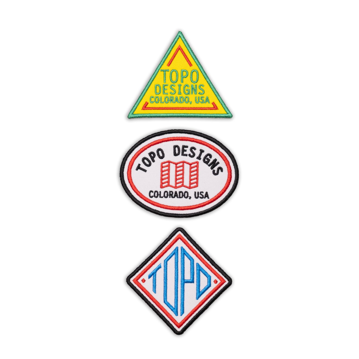 Topo Designs Patch 3-Pack showing "Classic Logos" variant.