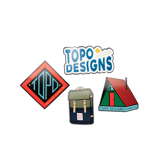 Topo Designs Sticker 4-Pack showing "Retro Rover" variant.