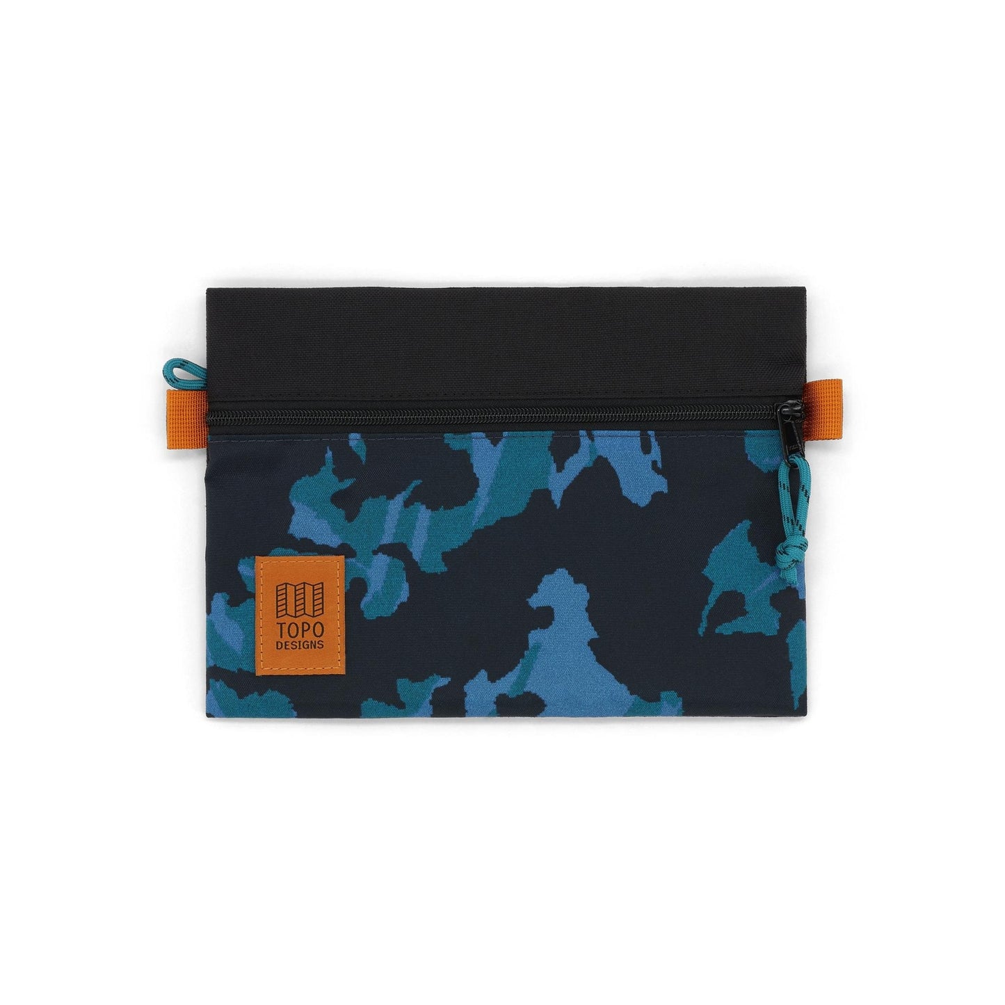 Front View of Topo Designs Accessory Bag Medium in "Black / Tectonic"