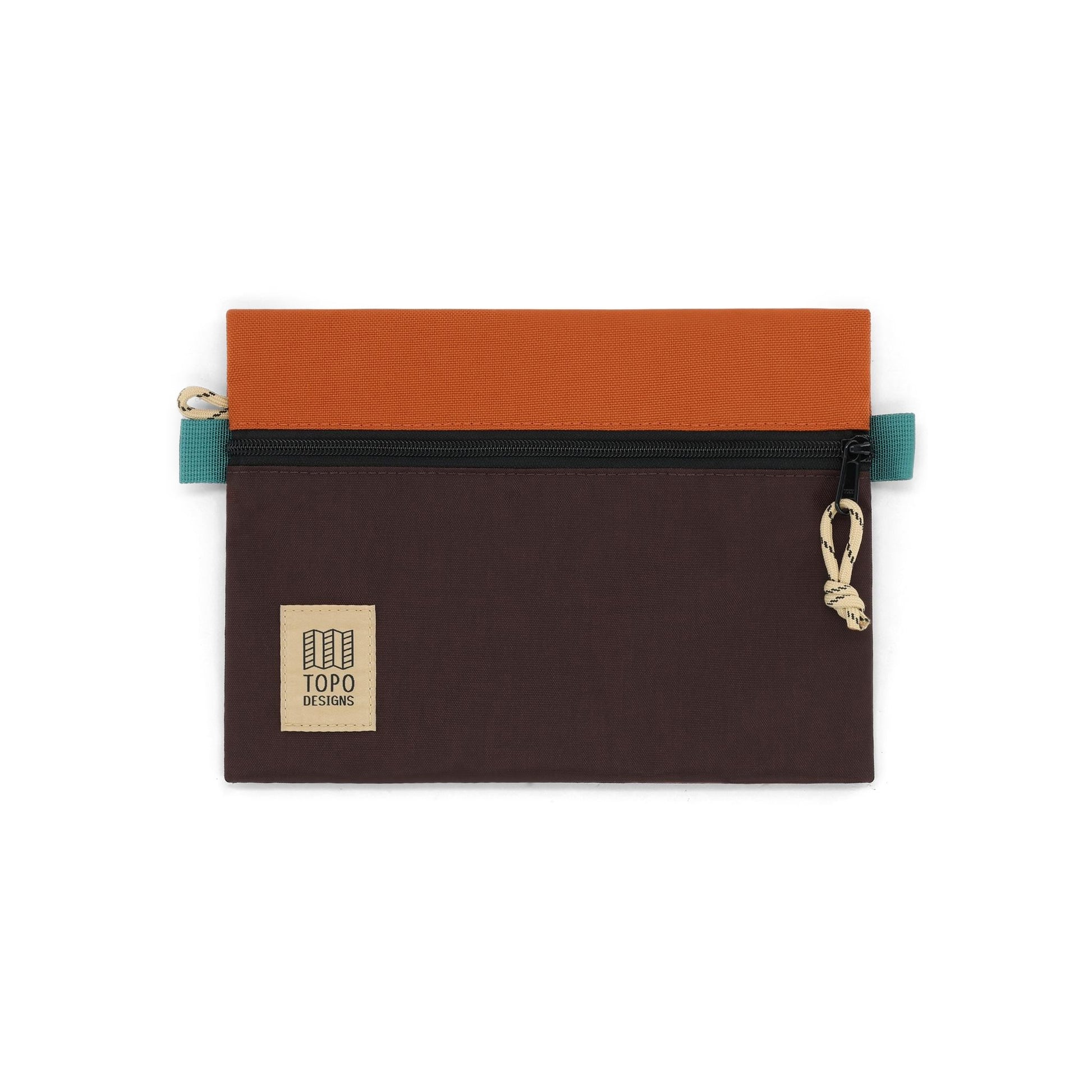Front View of Topo Designs Accessory Bag Medium in "Clay / Chocolate"