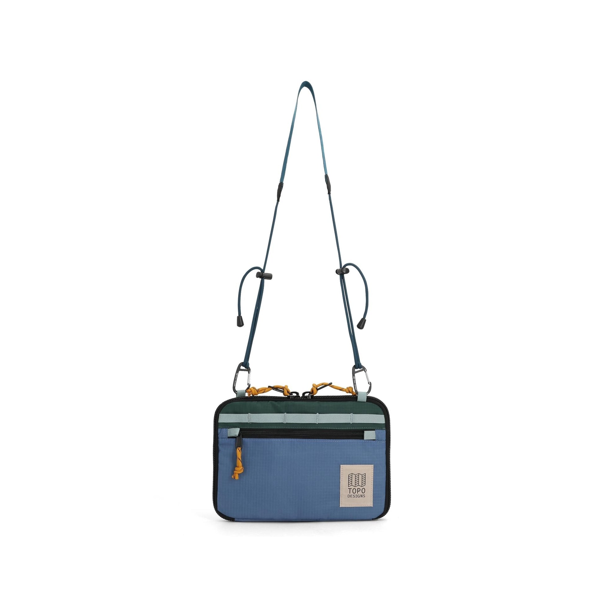 Front View of Topo Designs All Adventure Accessory Bag in "Stone Blue / Forest"