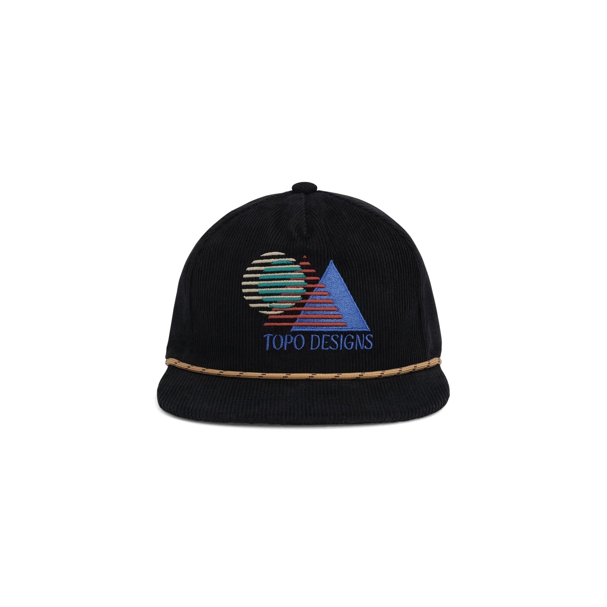 Front View of Topo Designs Corduroy Trucker Hat - Shadow in "Black"