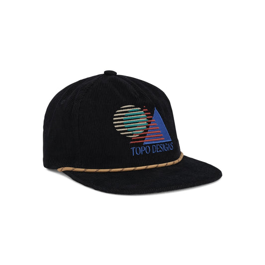 Front View of Topo Designs Corduroy Trucker Hat - Shadow in "Black"