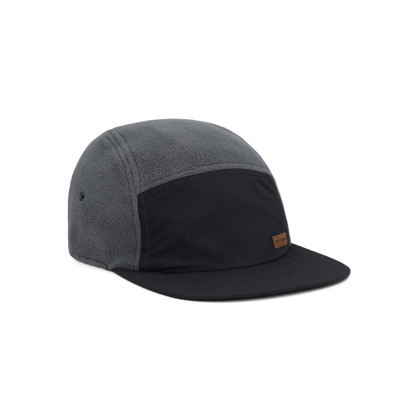 Front View of Topo Designs Full Dome Fleece Cap in "Asphalt / Black"