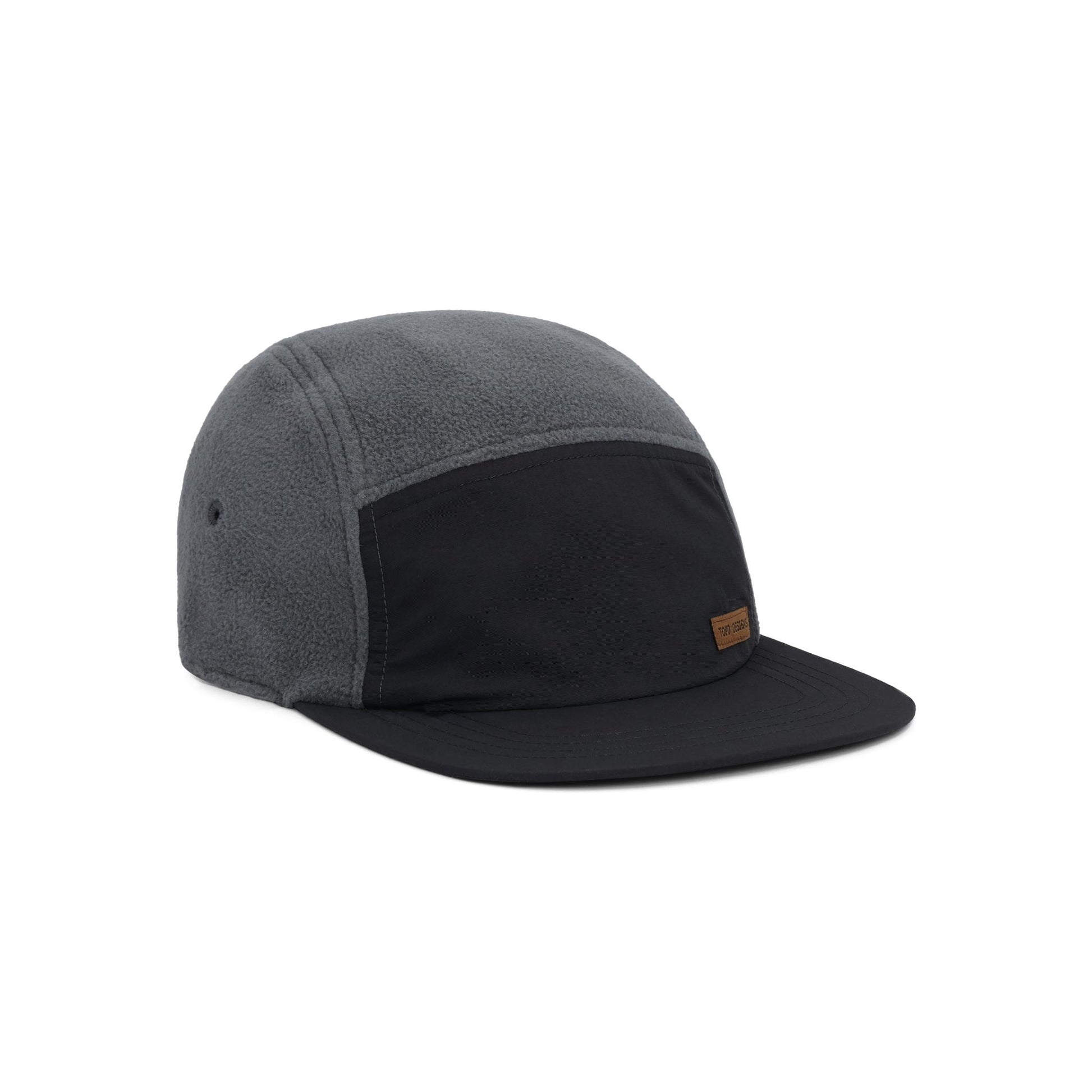 Front View of Topo Designs Full Dome Fleece Cap in "Asphalt / Black"