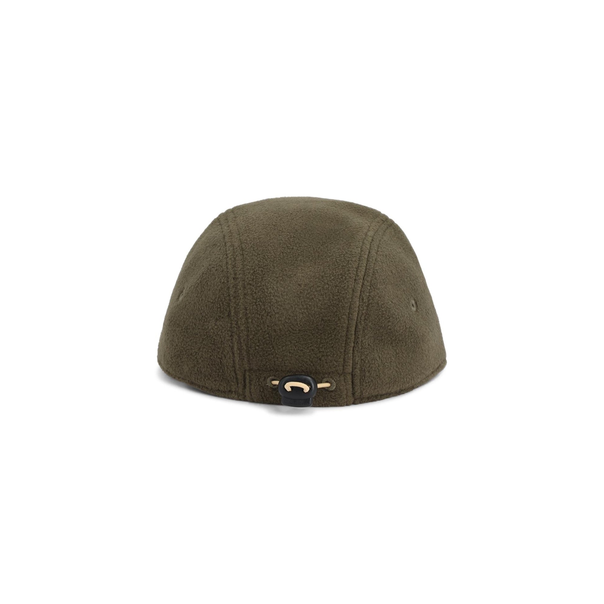 Back View of Topo Designs Full Dome Fleece Cap in "Beetle / Dark Khaki"