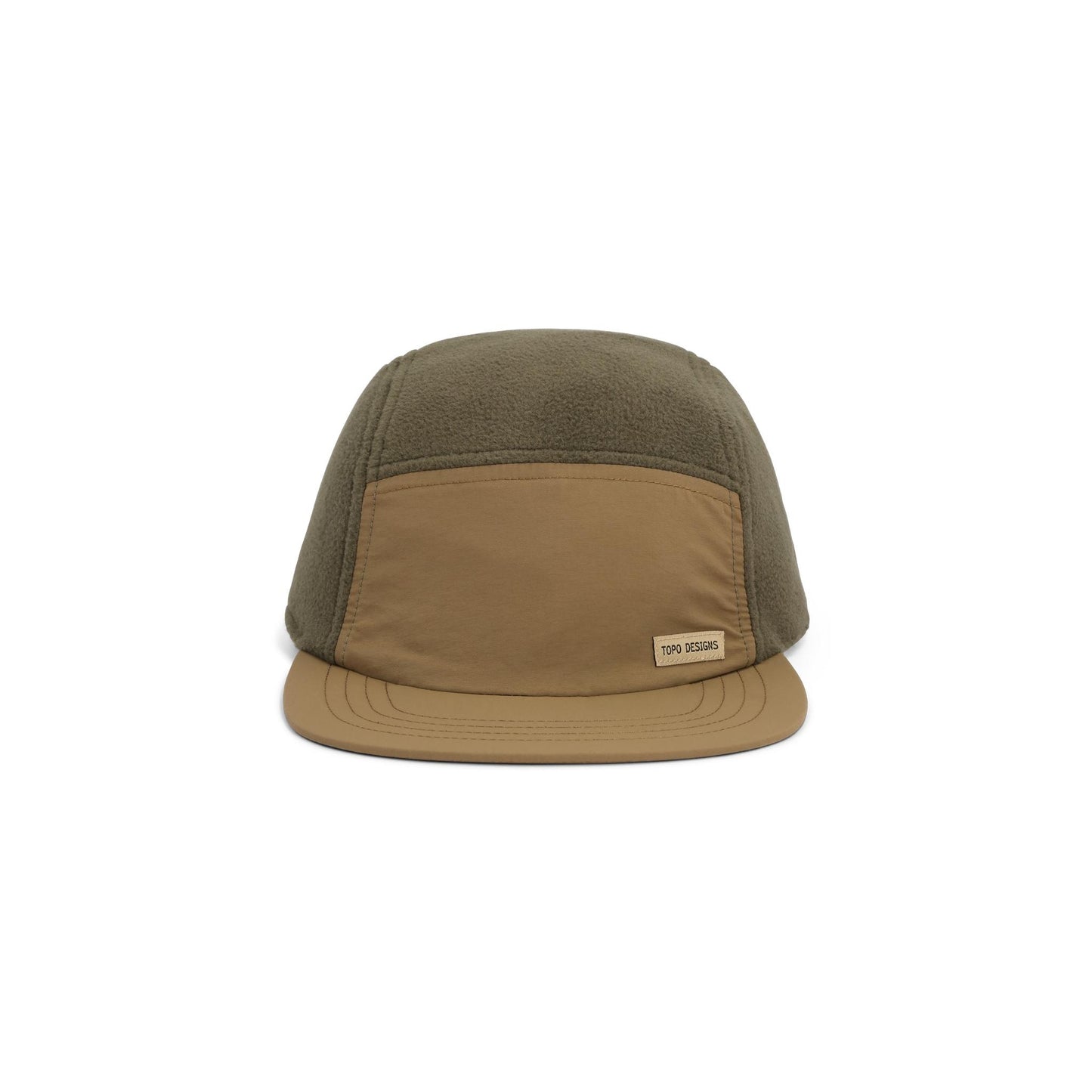 Front View of Topo Designs Full Dome Fleece Cap in "Beetle / Dark Khaki"