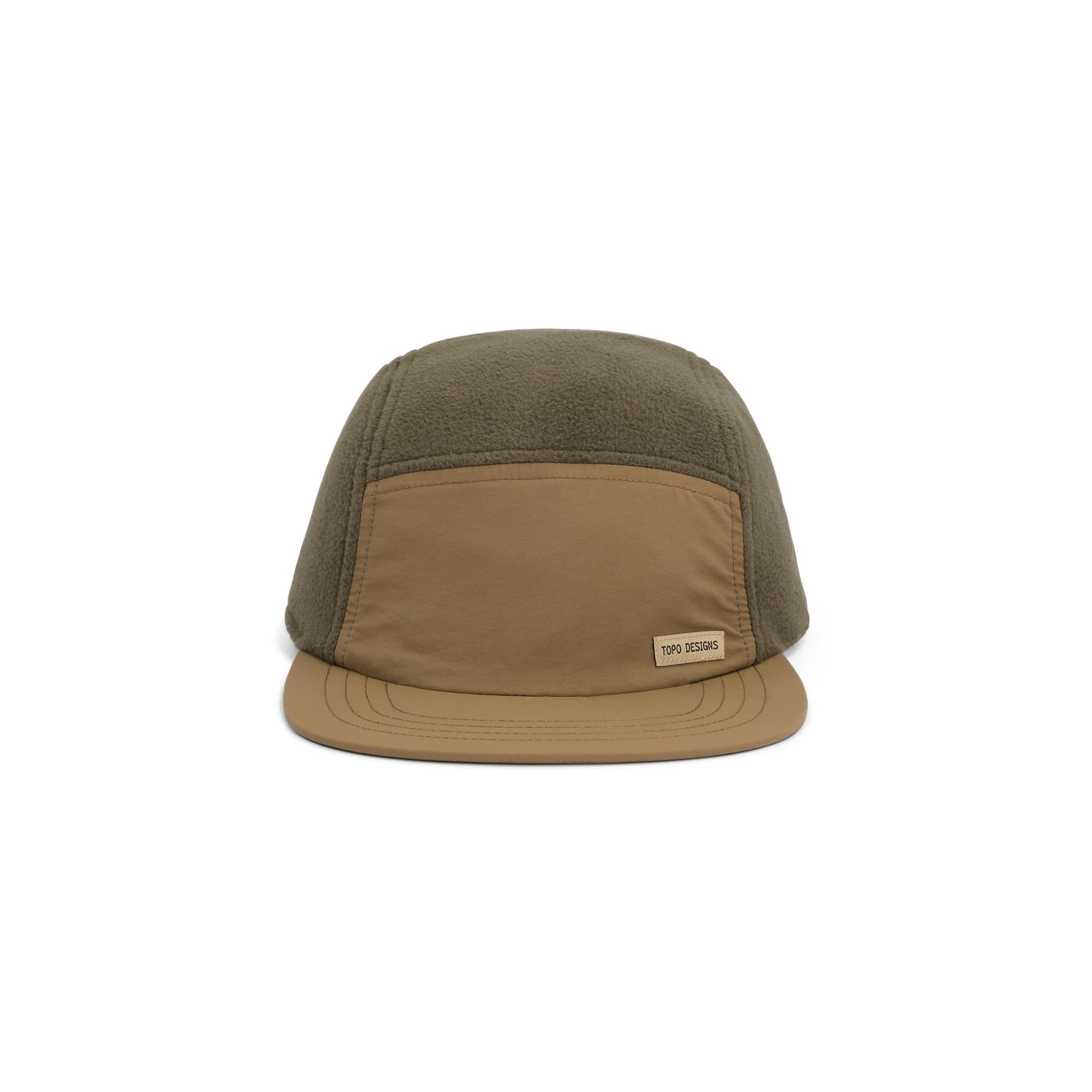 Front View of Topo Designs Full Dome Fleece Cap in "Beetle / Dark Khaki"