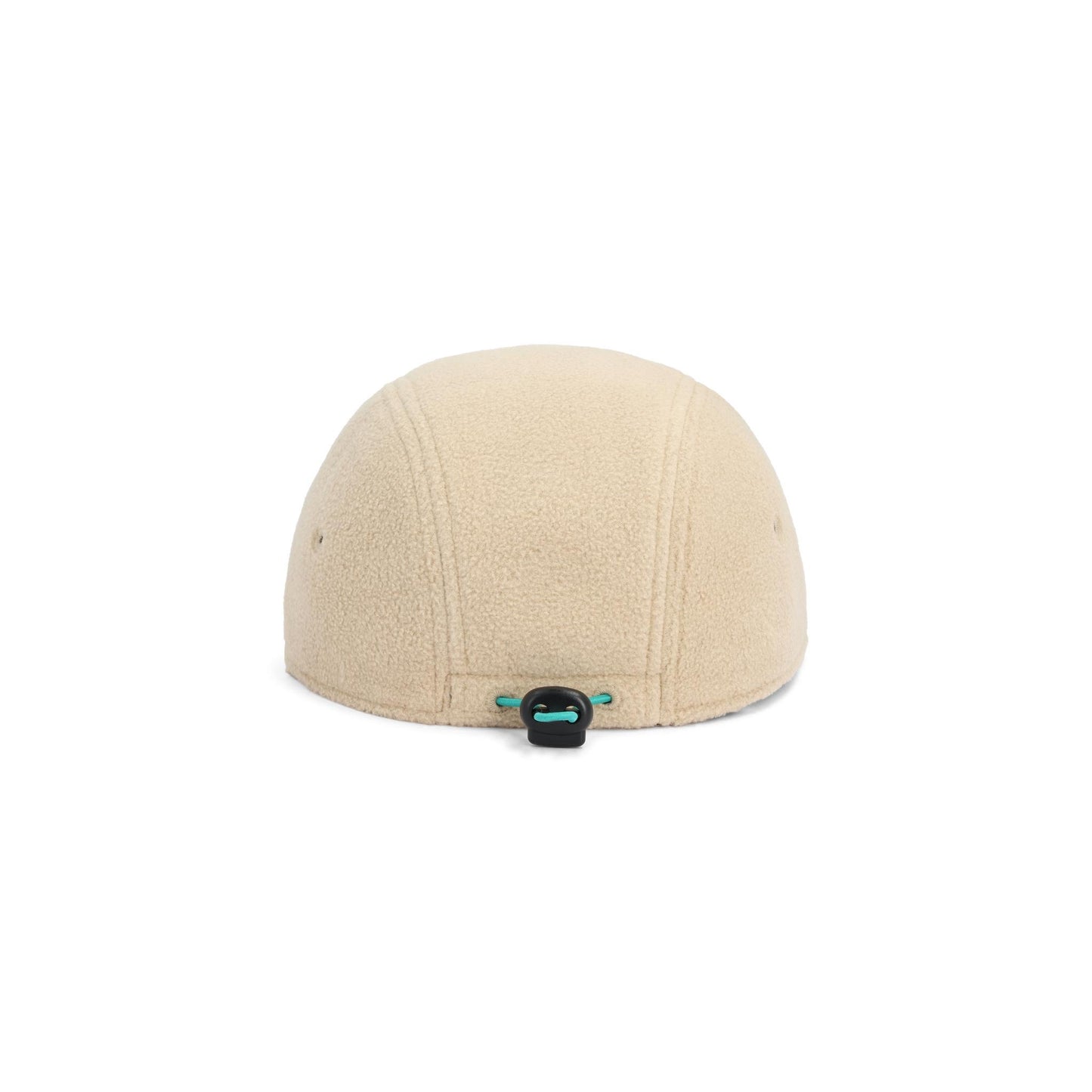 Back View of Topo Designs Full Dome Fleece Cap in "Oatmeal / Pond Blue"