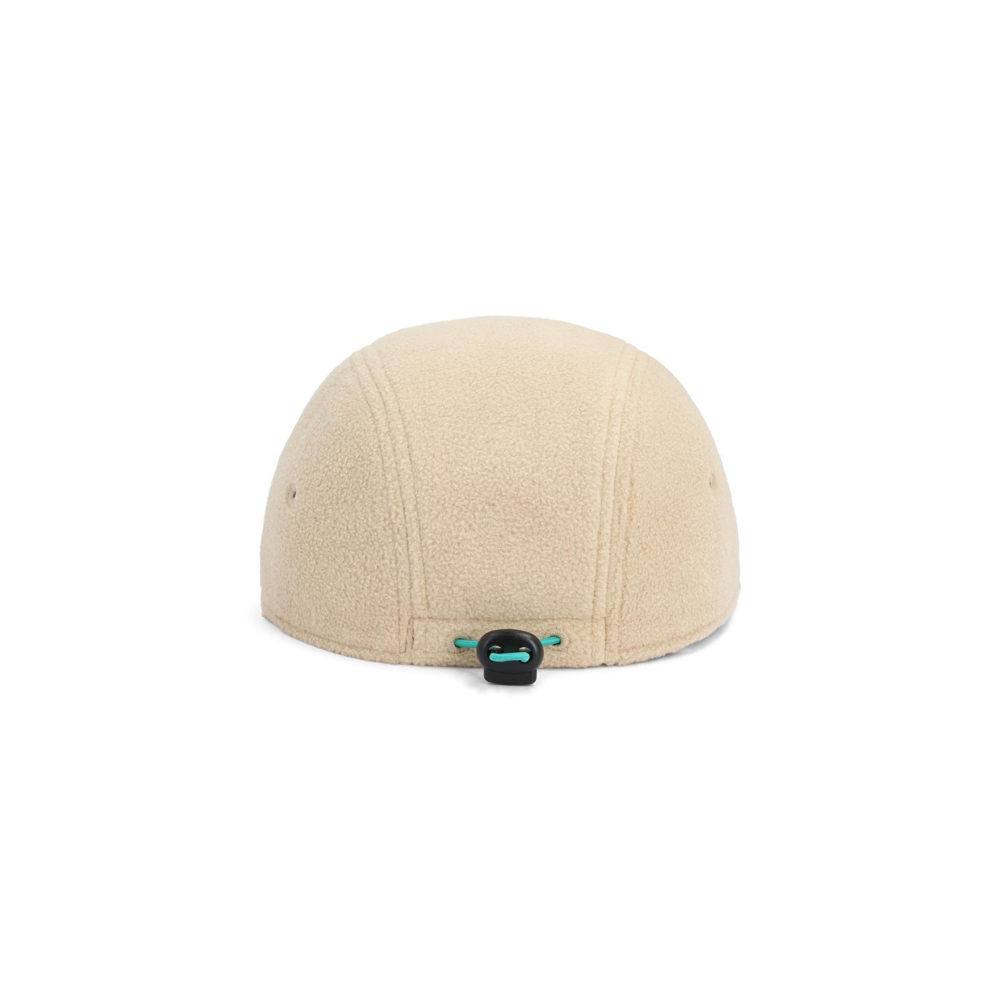 Back View of Topo Designs Full Dome Fleece Cap in "Oatmeal / Pond Blue"