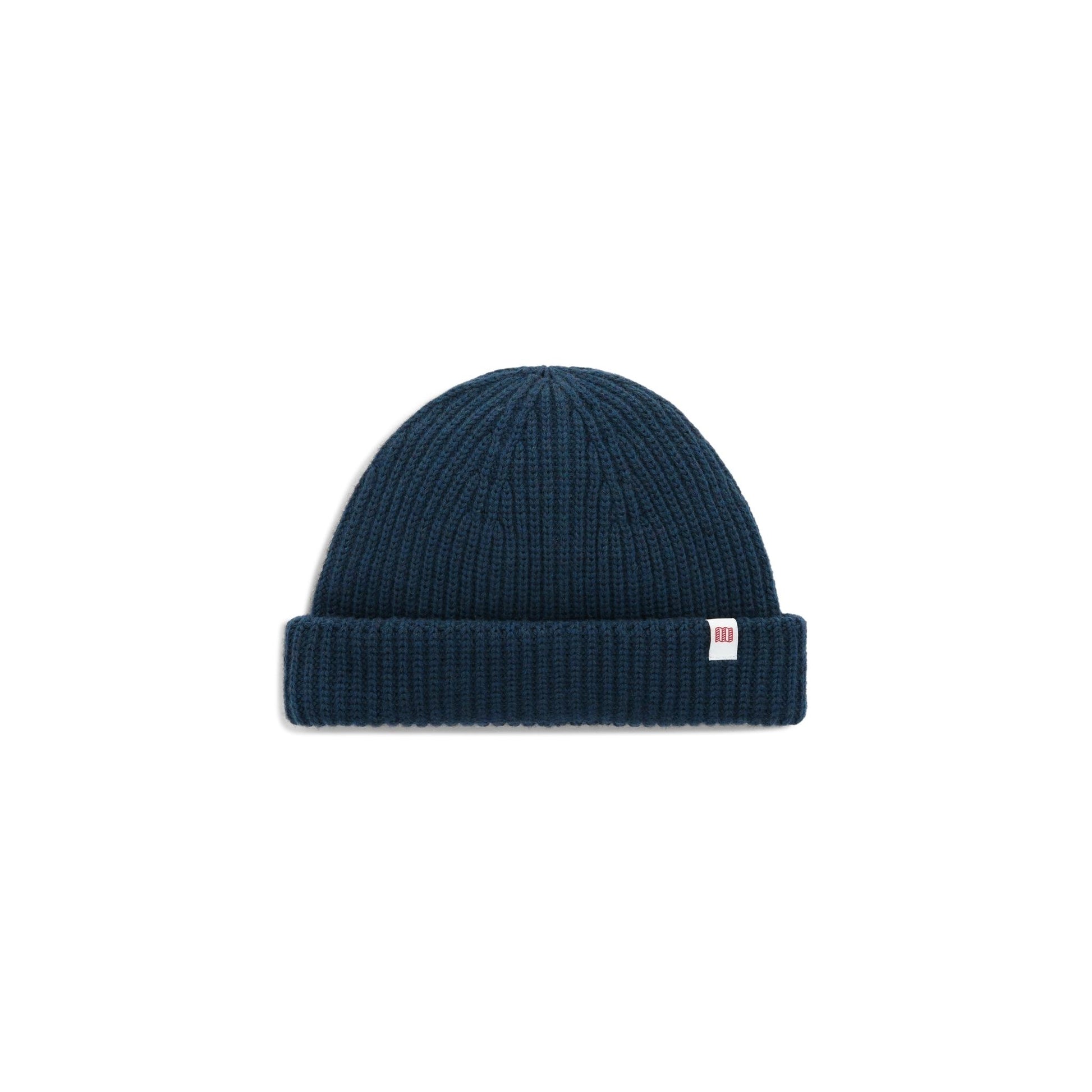 Front View of Topo Designs Global Beanie in "Midnight Heather"