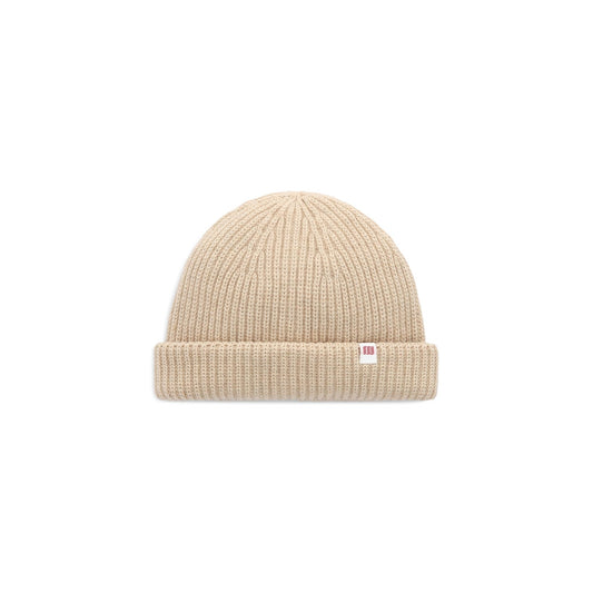 Front View of Topo Designs Global Beanie in "Oatmeal"
