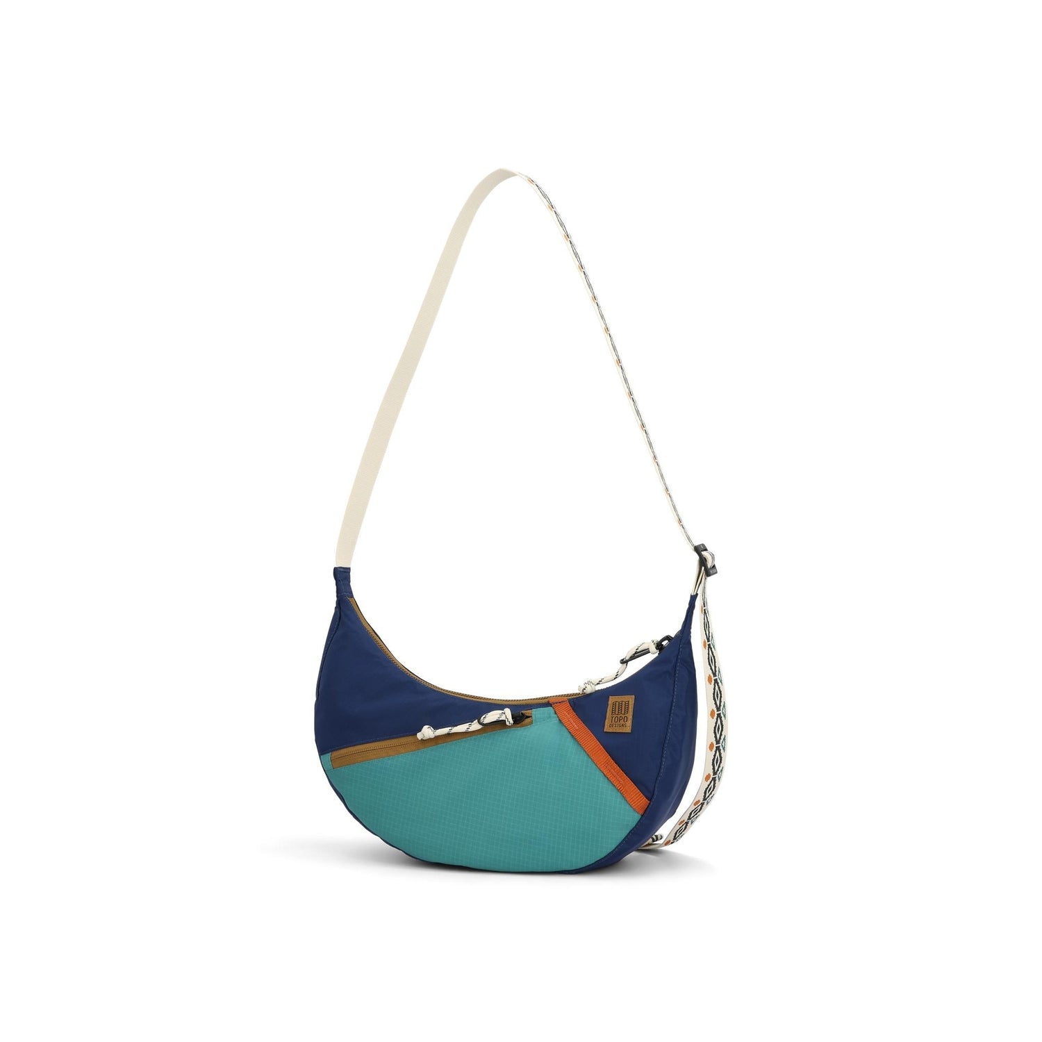 Front View of Topo Designs Moonlight Crossbody Bag in "Midnight / Caribbean"