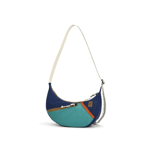 Front View of Topo Designs Moonlight Crossbody Bag in "Midnight / Caribbean"