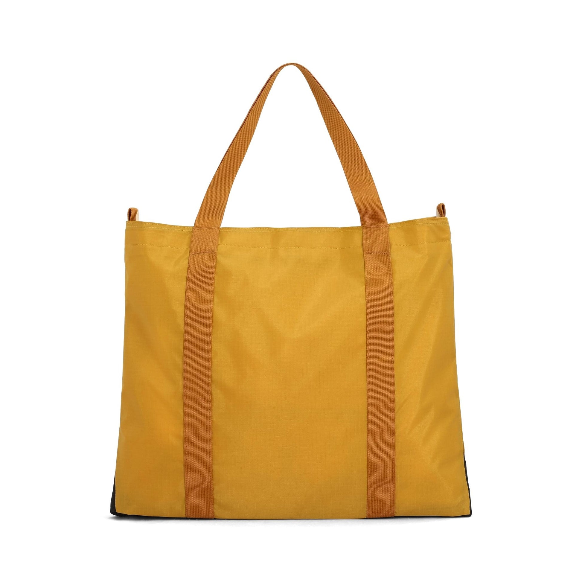 Back View of Topo Designs Mountain Essential Tote in "Mustard / Forest"