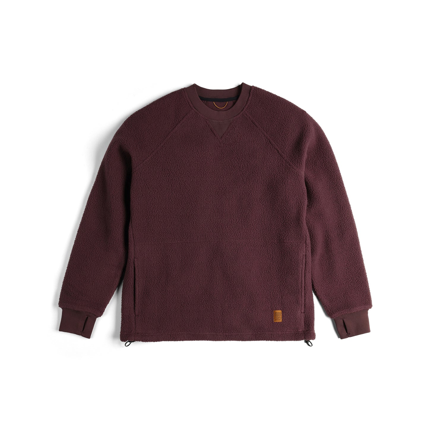 Front View of Topo Designs Mountain Fleece Crewneck - Unisex in "Huckleberry"