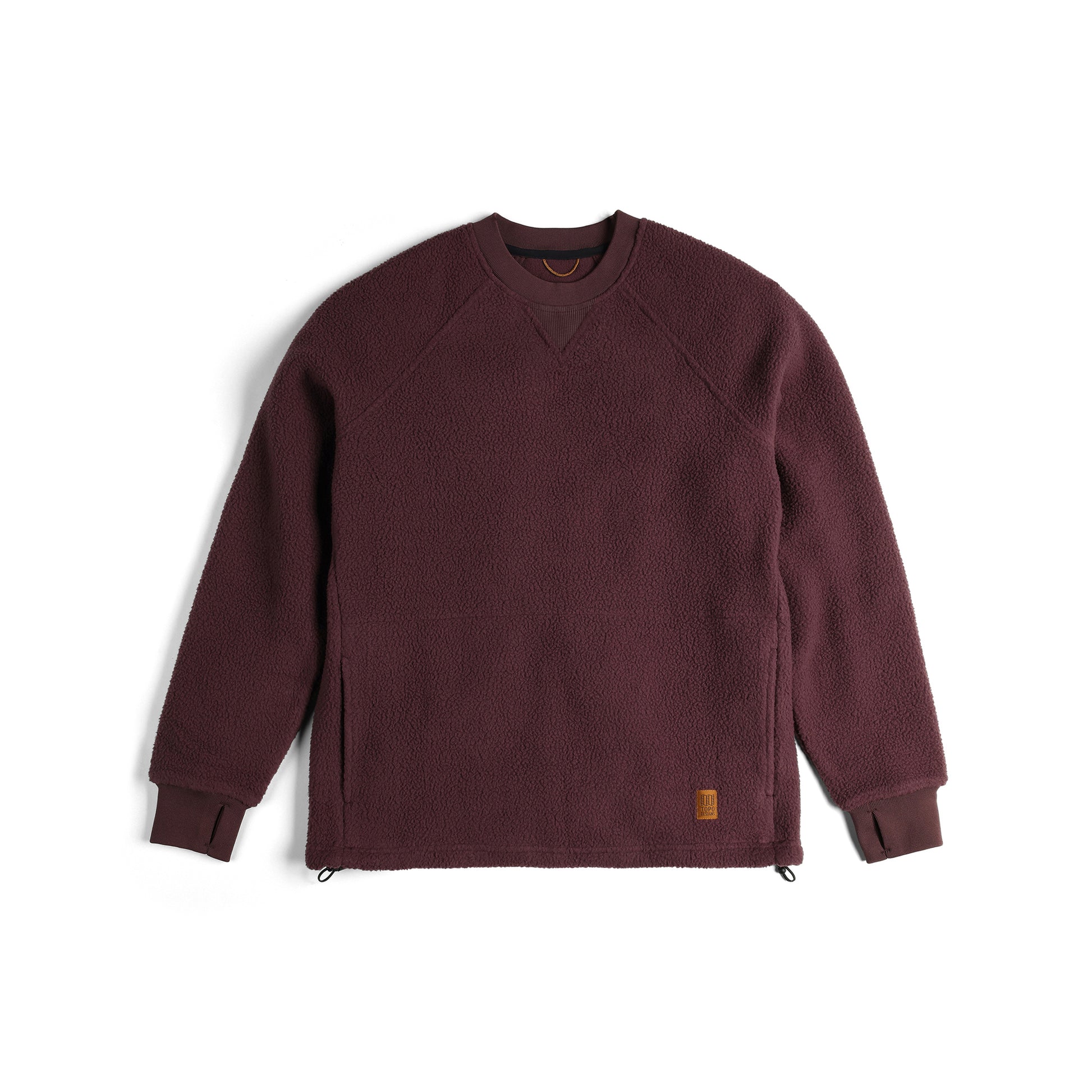 Front View of Topo Designs Mountain Fleece Crewneck - Unisex in "Huckleberry"