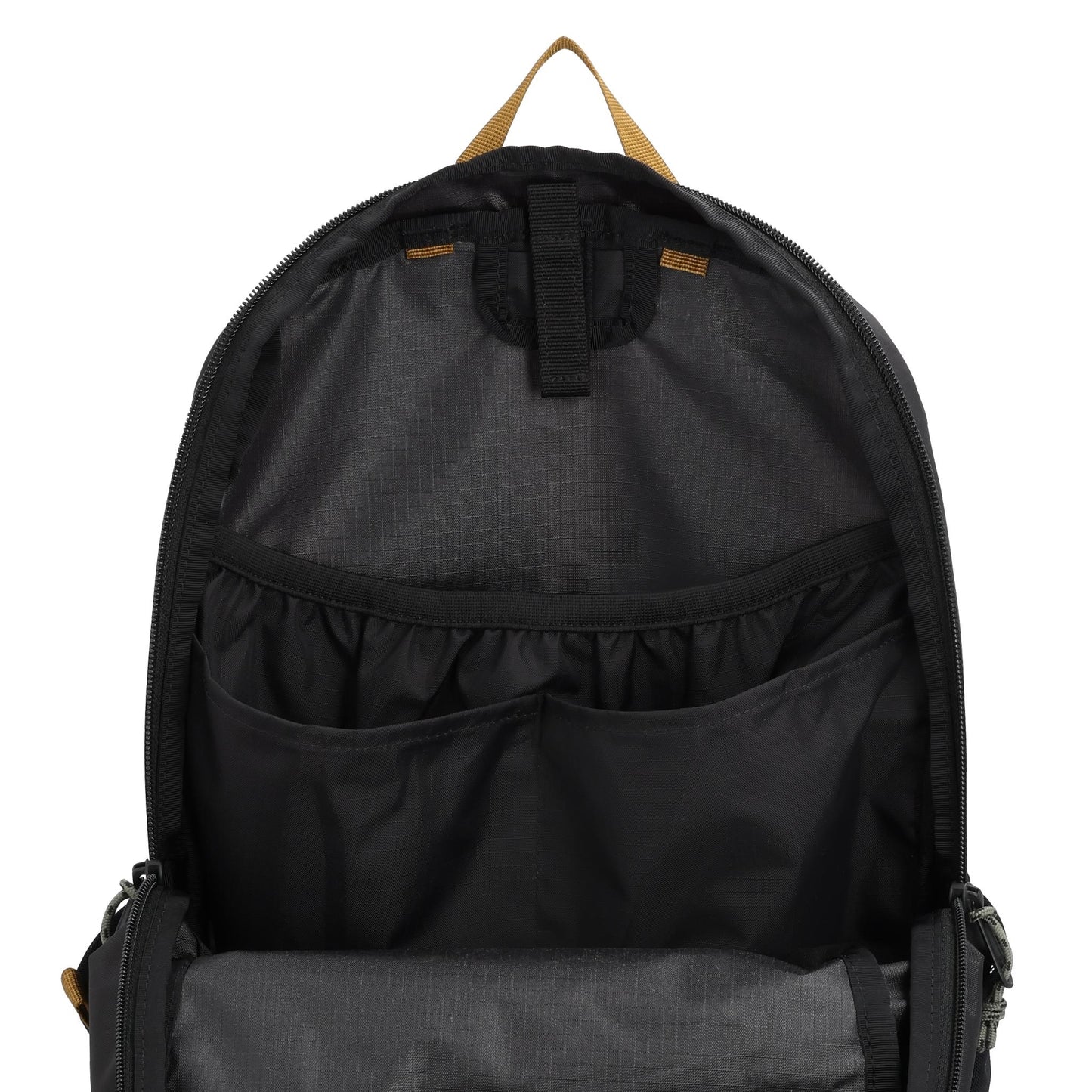 General Detail shot of Topo Designs Peakview Packable Backpack in "Black / Neutral"
