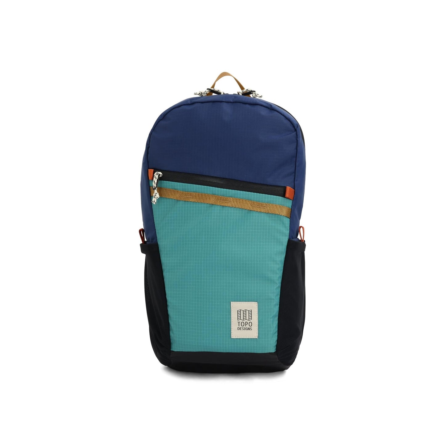 Front View of Topo Designs Peakview Packable Backpack in "Midnight / Caribbean"