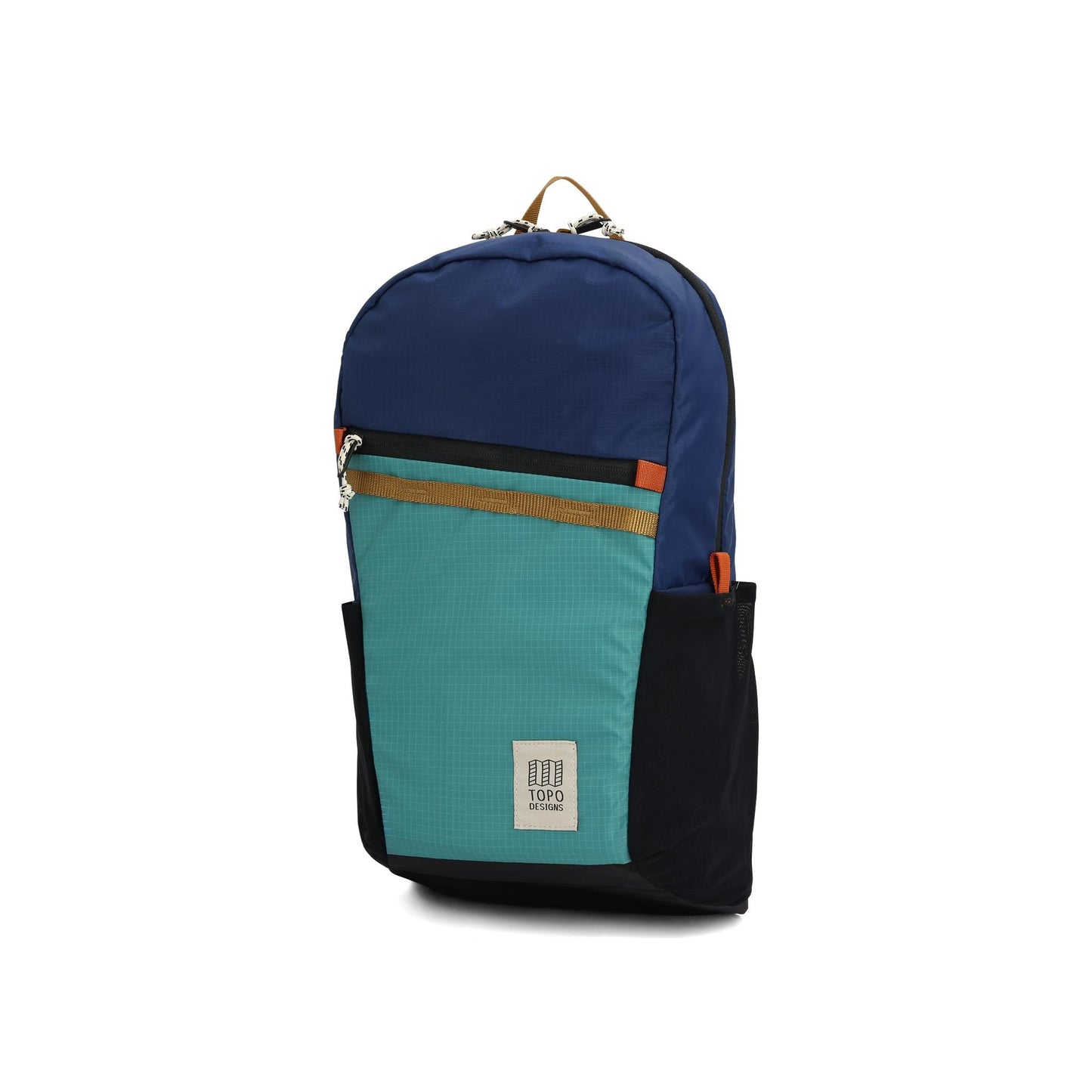 Front View of Topo Designs Peakview Packable Backpack in "Midnight / Caribbean"