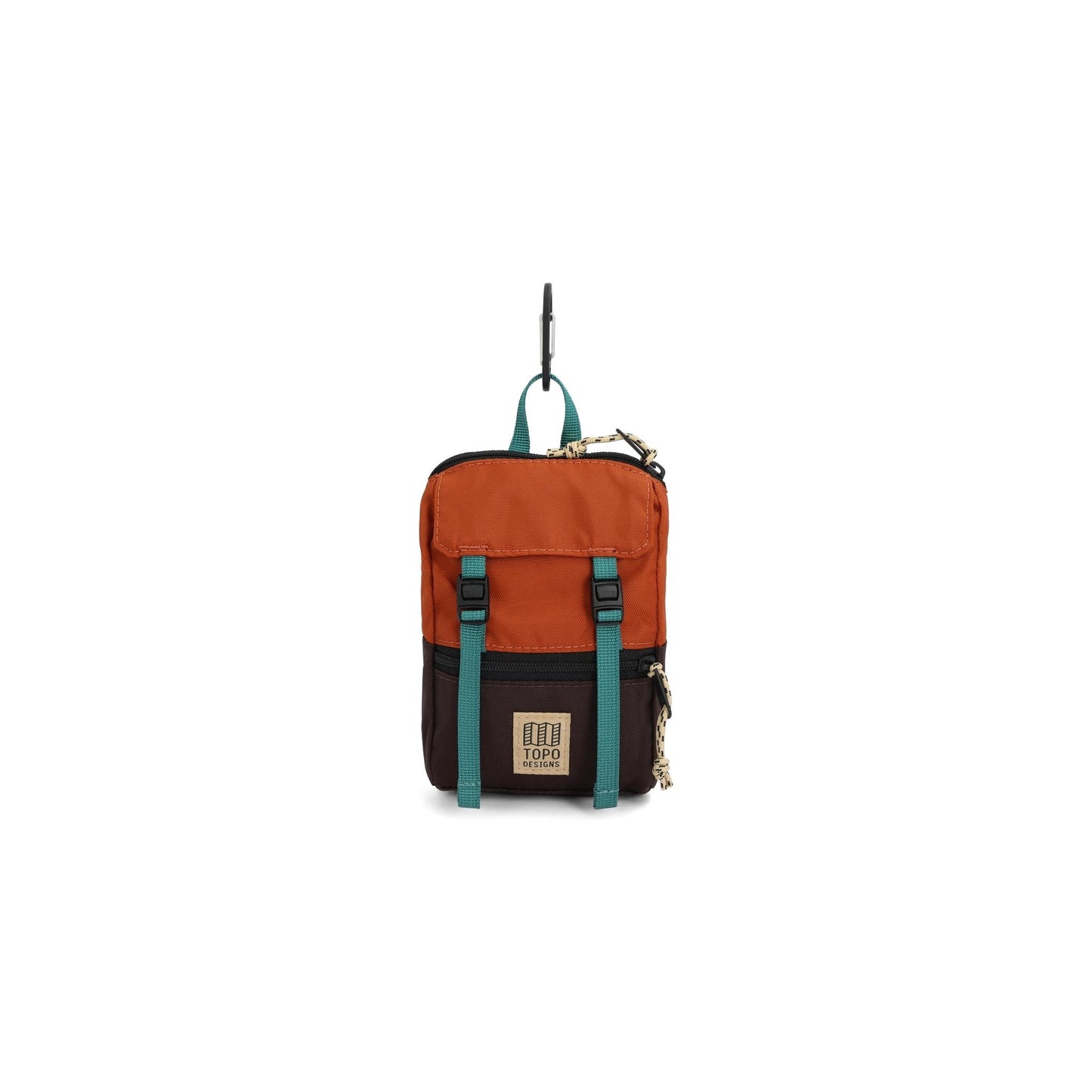 Front View of Topo Designs Rover Pack Micro in "Clay / Chocolate"