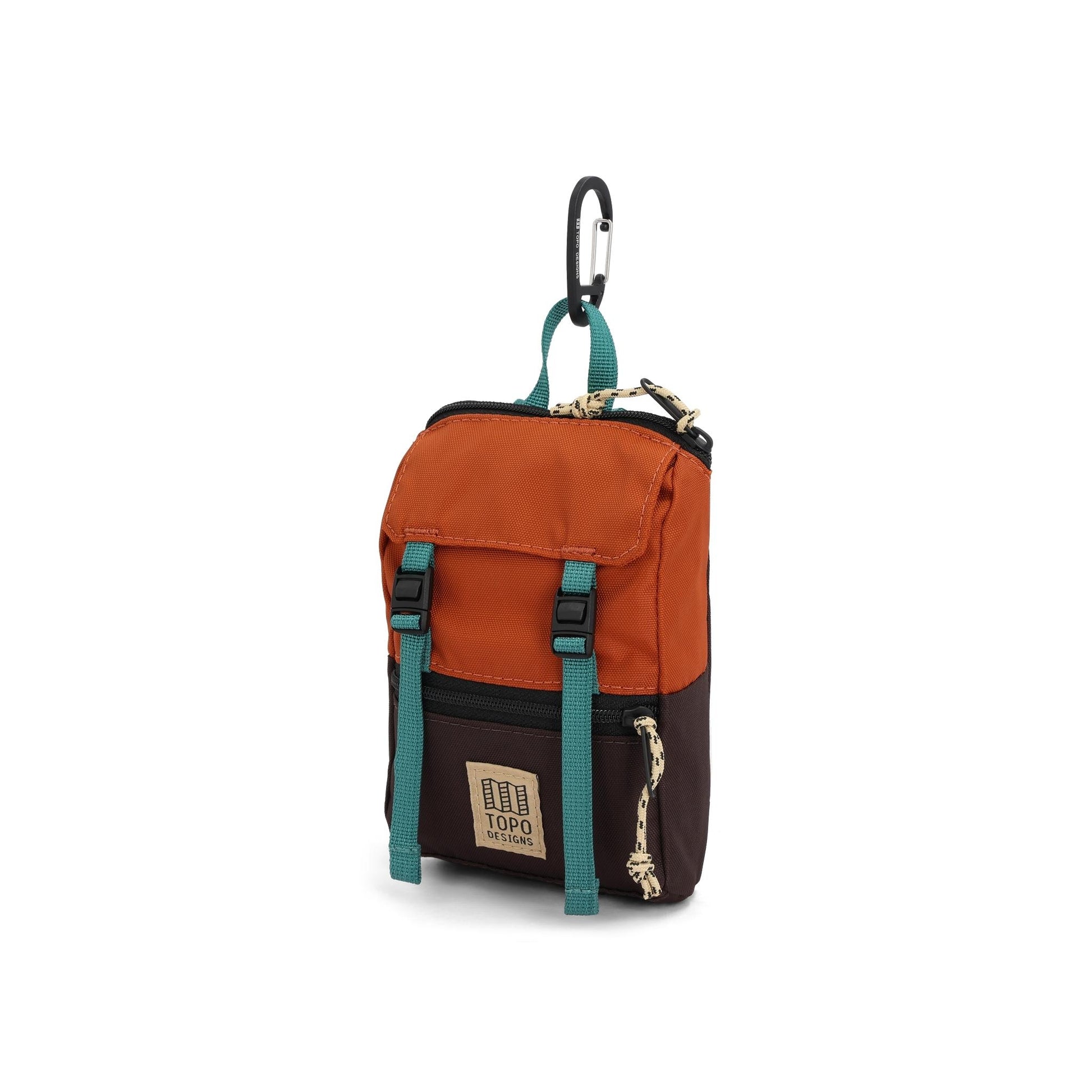 Front View of Topo Designs Rover Pack Micro in "Clay / Chocolate"