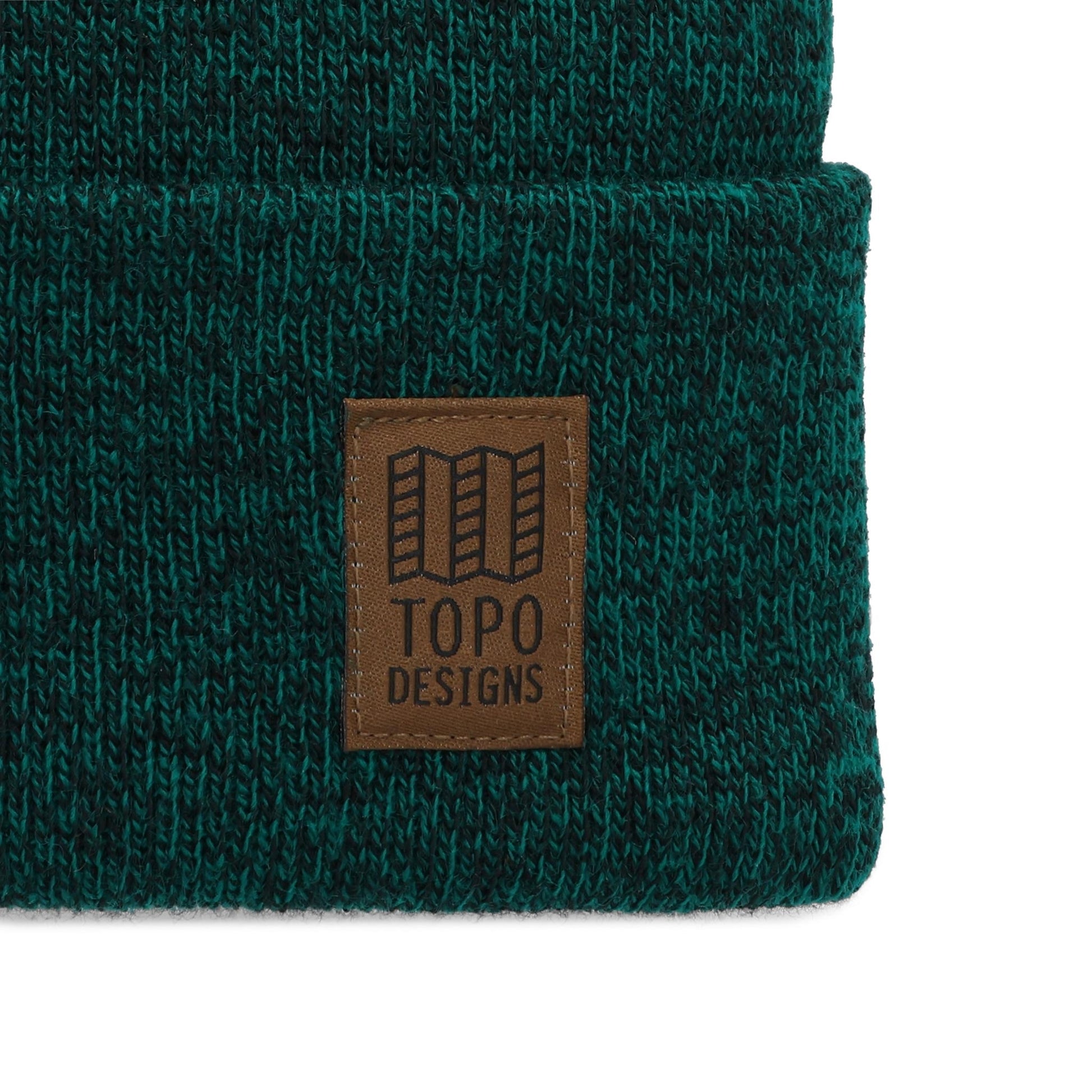 Detail shot of Topo Designs Work Cap in "Forest / Black Marl"