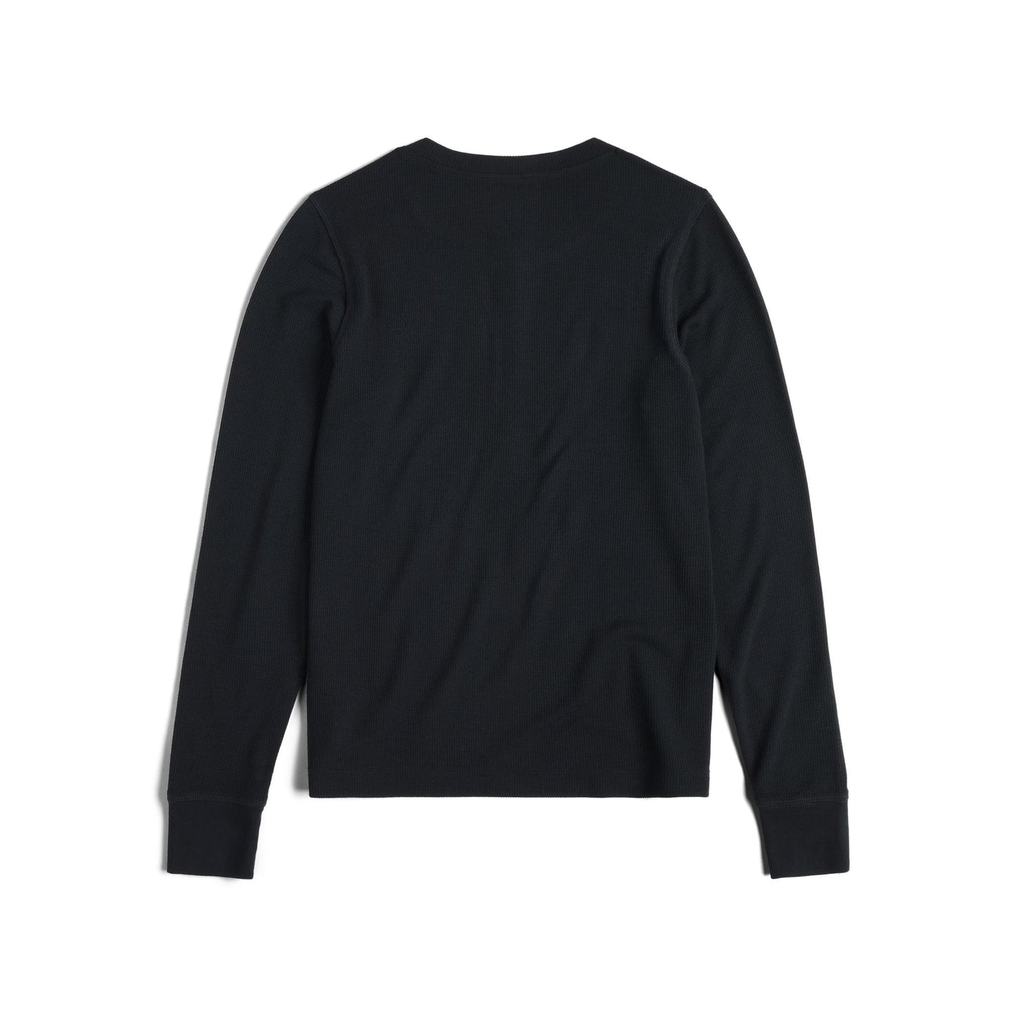 Back View of Topo Designs Global Waffle Henley - Women's in "Black"