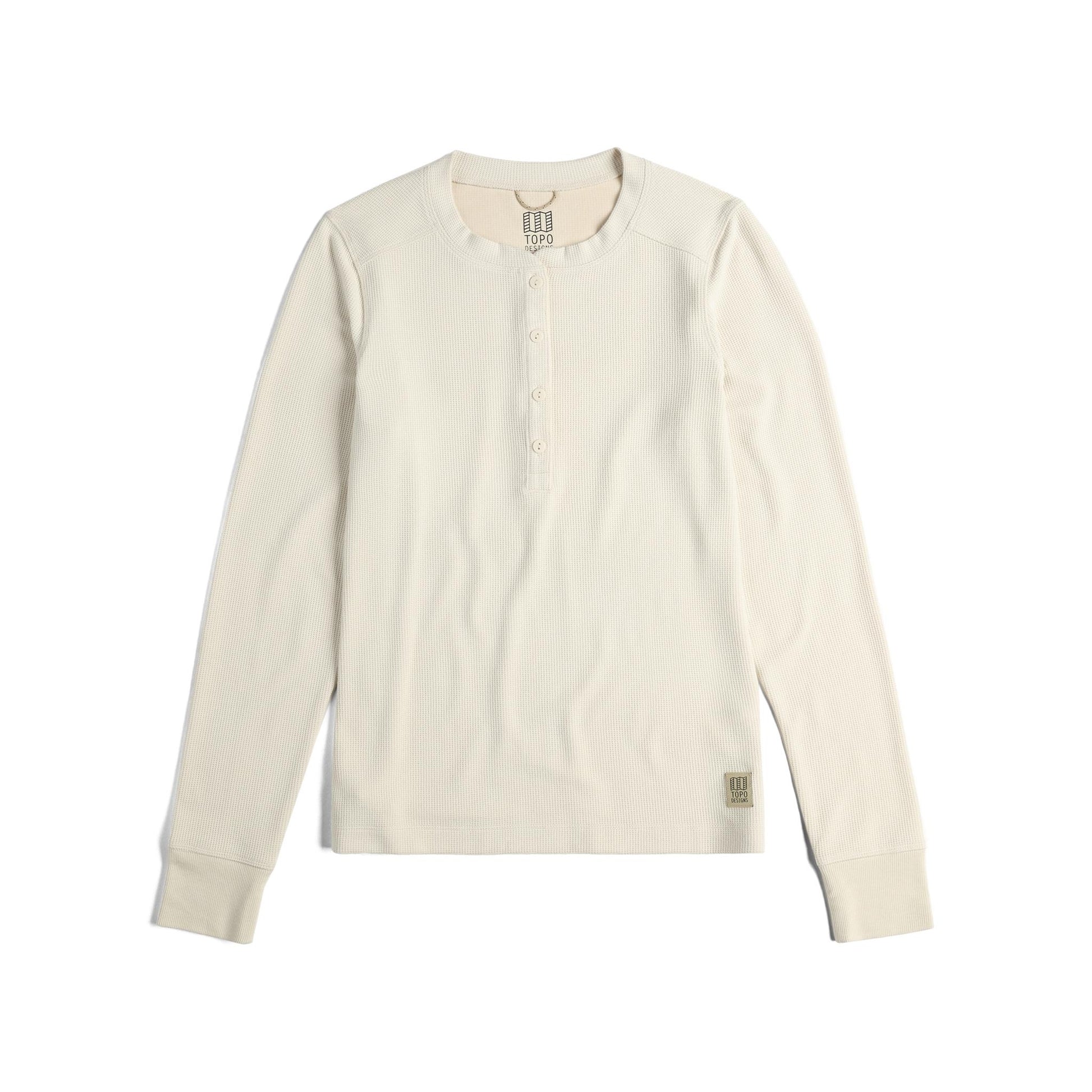Front View of Topo Designs Global Waffle Henley - Women's in "Bone White"