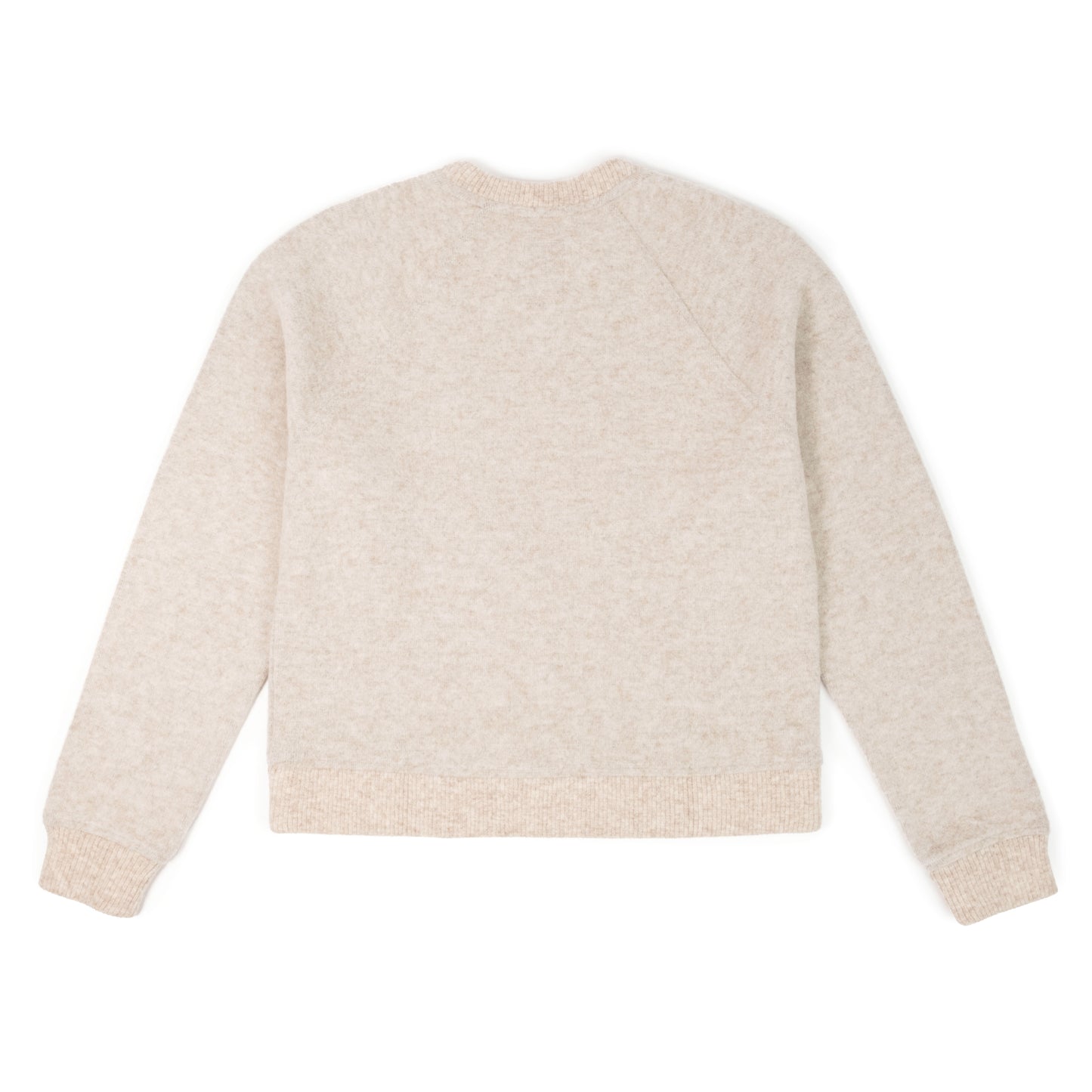 Back View of Topo Designs Global Wool Sweater - Women's in "Oatmeal"