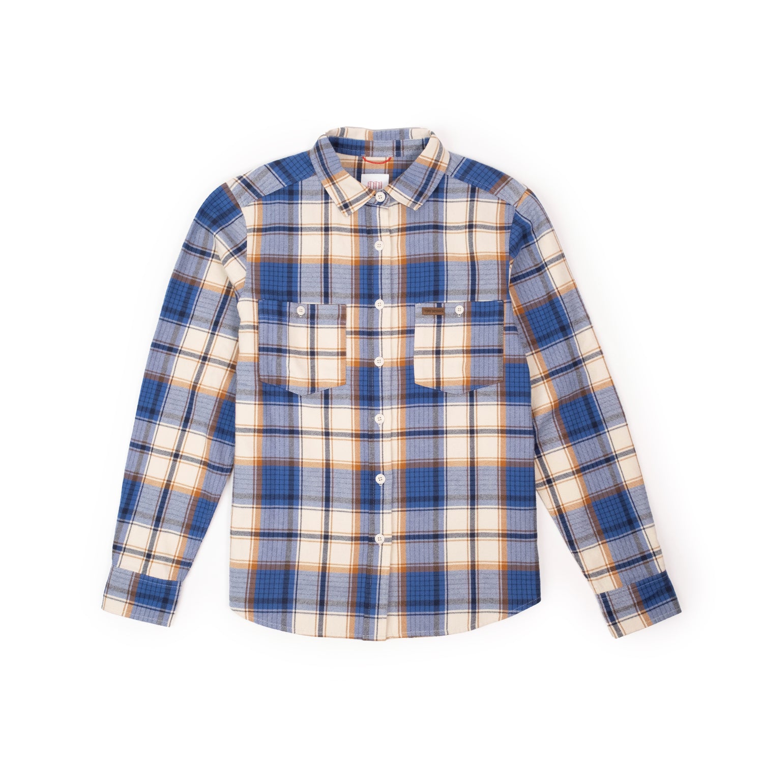 Front View of Topo Designs Mountain Shirt Long Sleeve - Women's in "Midnight / Cobalt Multi"