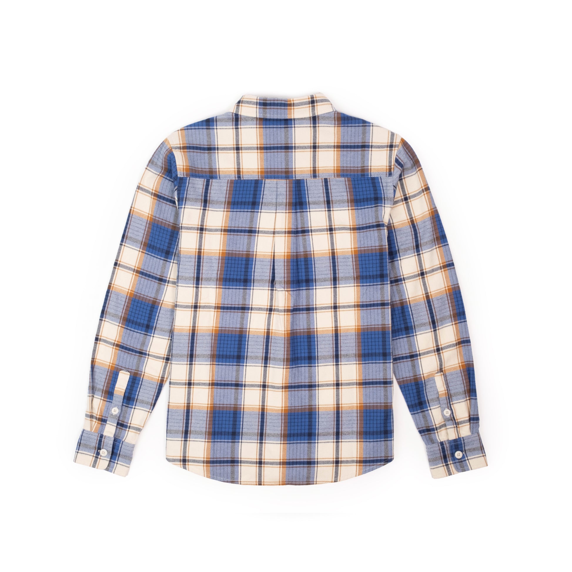 Back View of Topo Designs Mountain Shirt Long Sleeve - Women's in "Midnight / Cobalt Multi"