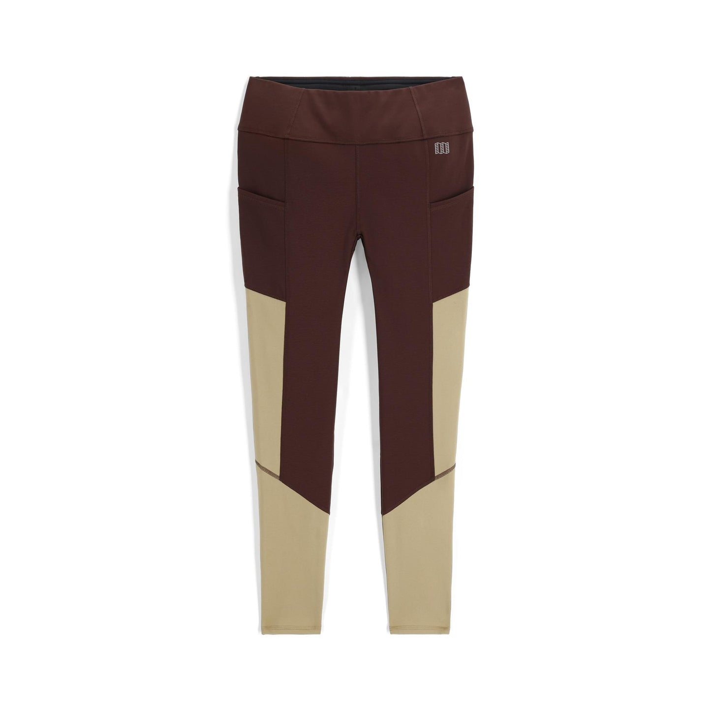 Front View of Topo Designs StayWarm Trail Legging - Women's in "Chocolate / Elmwood"