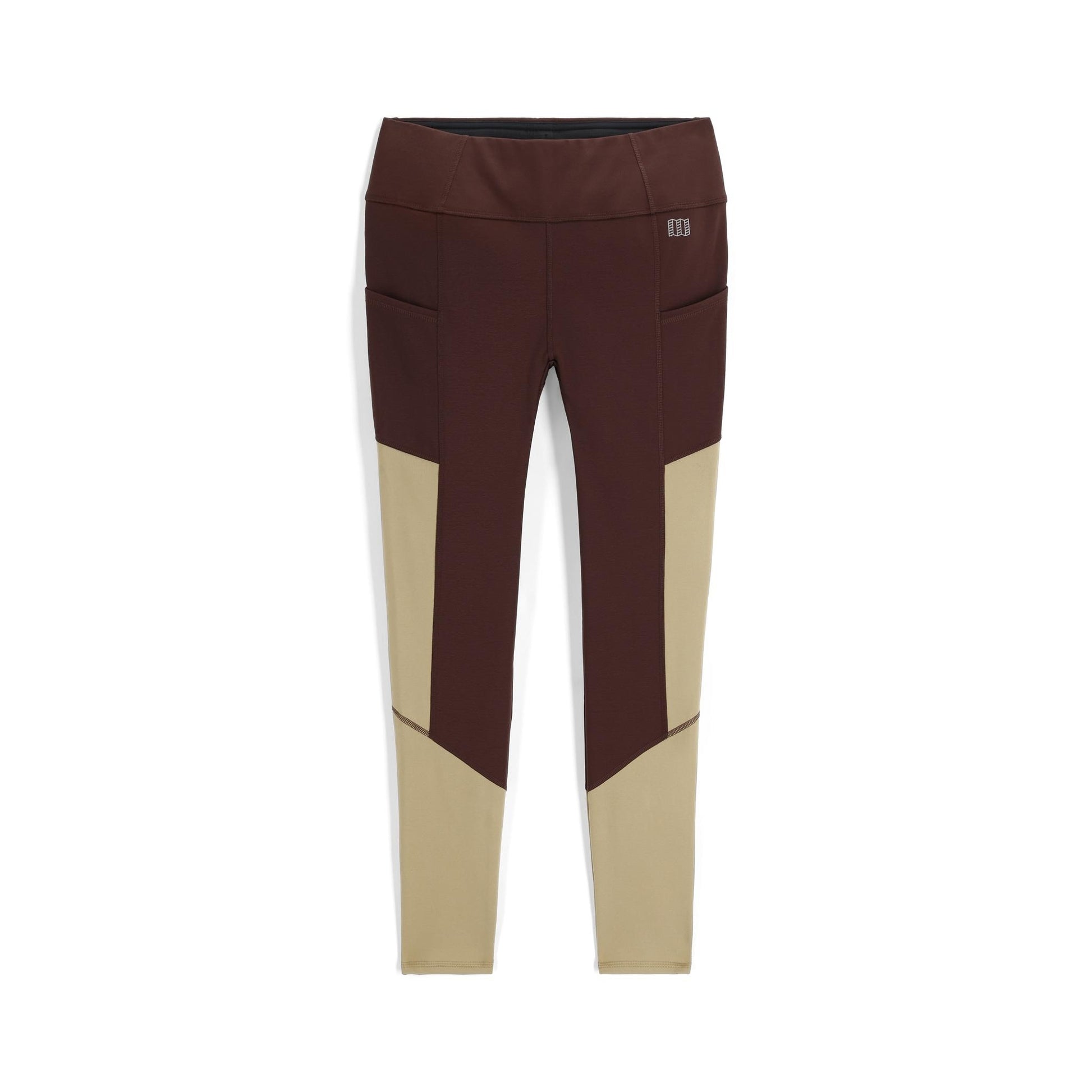 Front View of Topo Designs StayWarm Trail Legging - Women's in "Chocolate / Elmwood"
