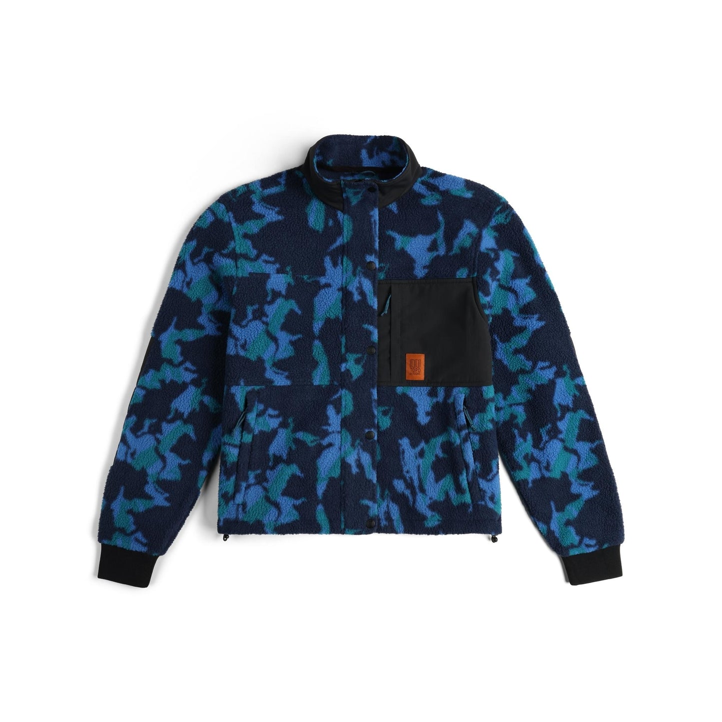 Front View of Topo Designs Summit Rise Full Zip Jacket - Women's in "Tectonic / Black"