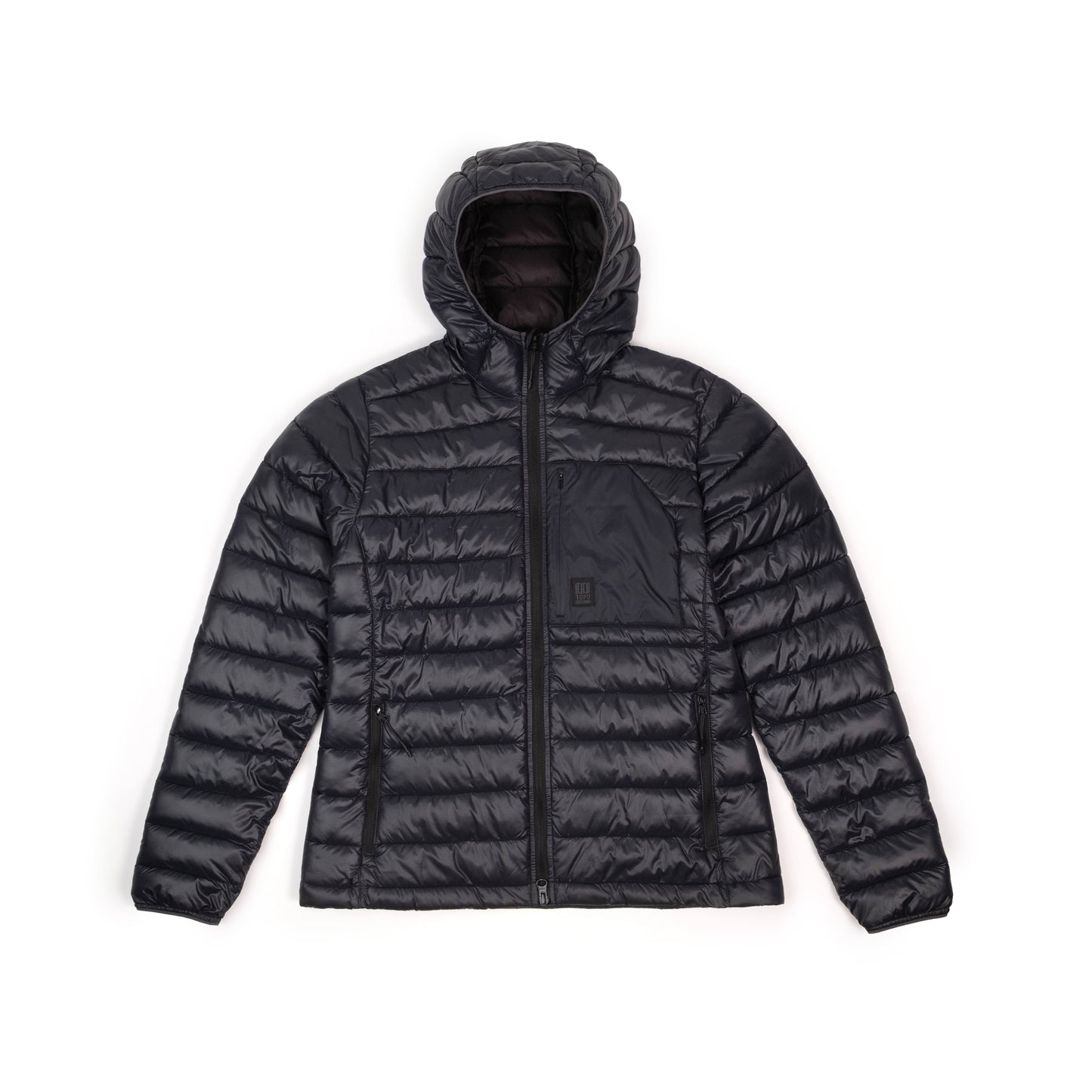 Front View of Topo Designs Townie Puffer Jacket - Women's in "Black"