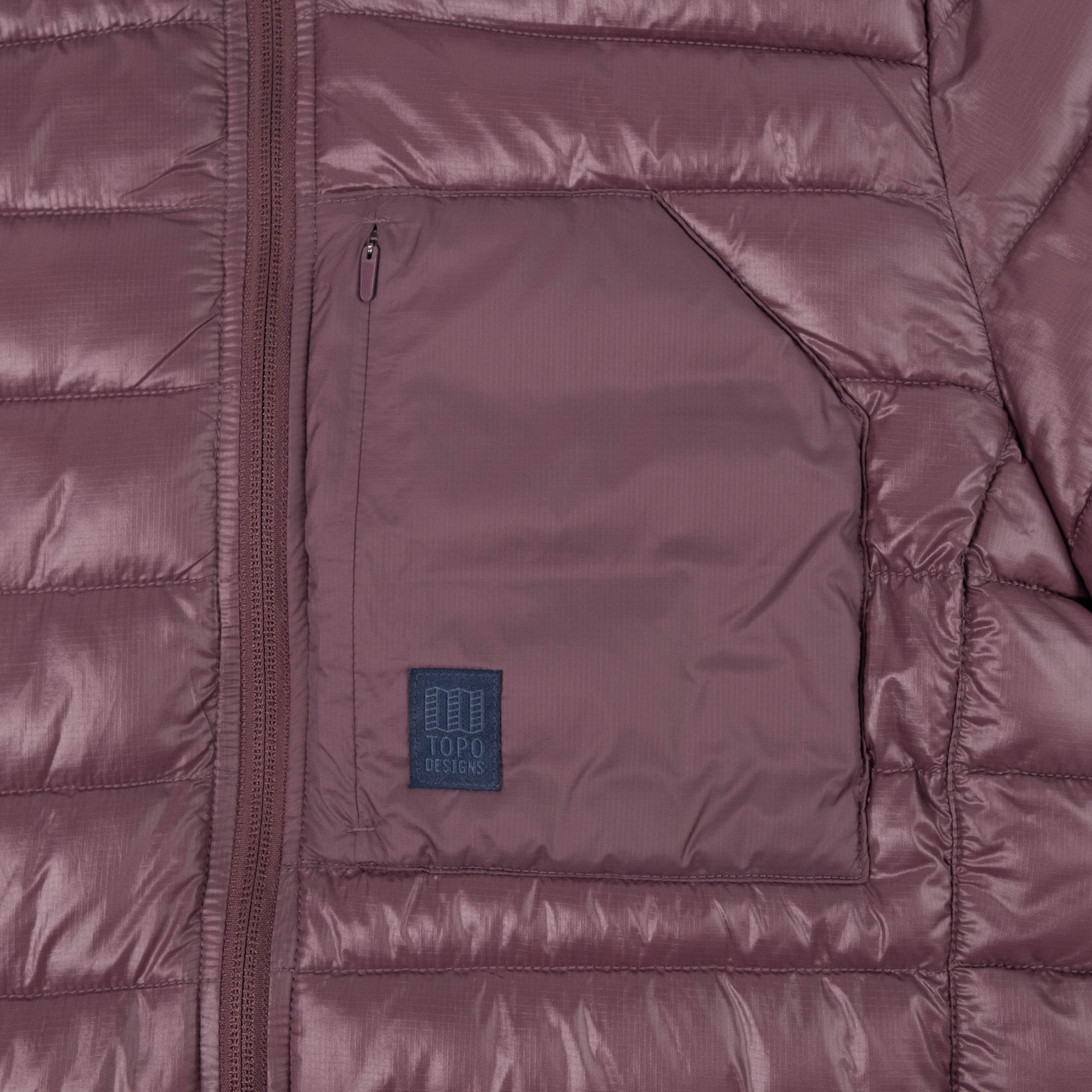 General Detail shot of Topo Designs Townie Puffer Jacket - Women's in "Huckleberry"