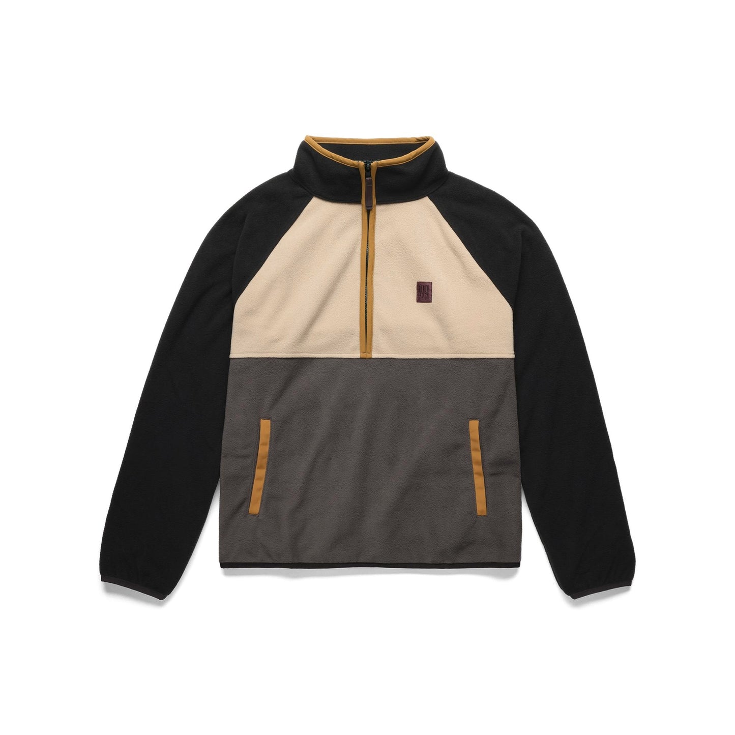 Front View of Topo Designs Vista 1/4 Zip Lightweight Fleece - Women's in "Black / Oatmeal"