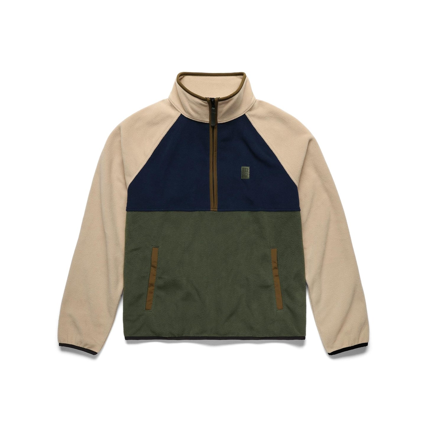 Front View of Topo Designs Vista 1/4 Zip Lightweight Fleece - Women's in "Midnight / Oatmeal"