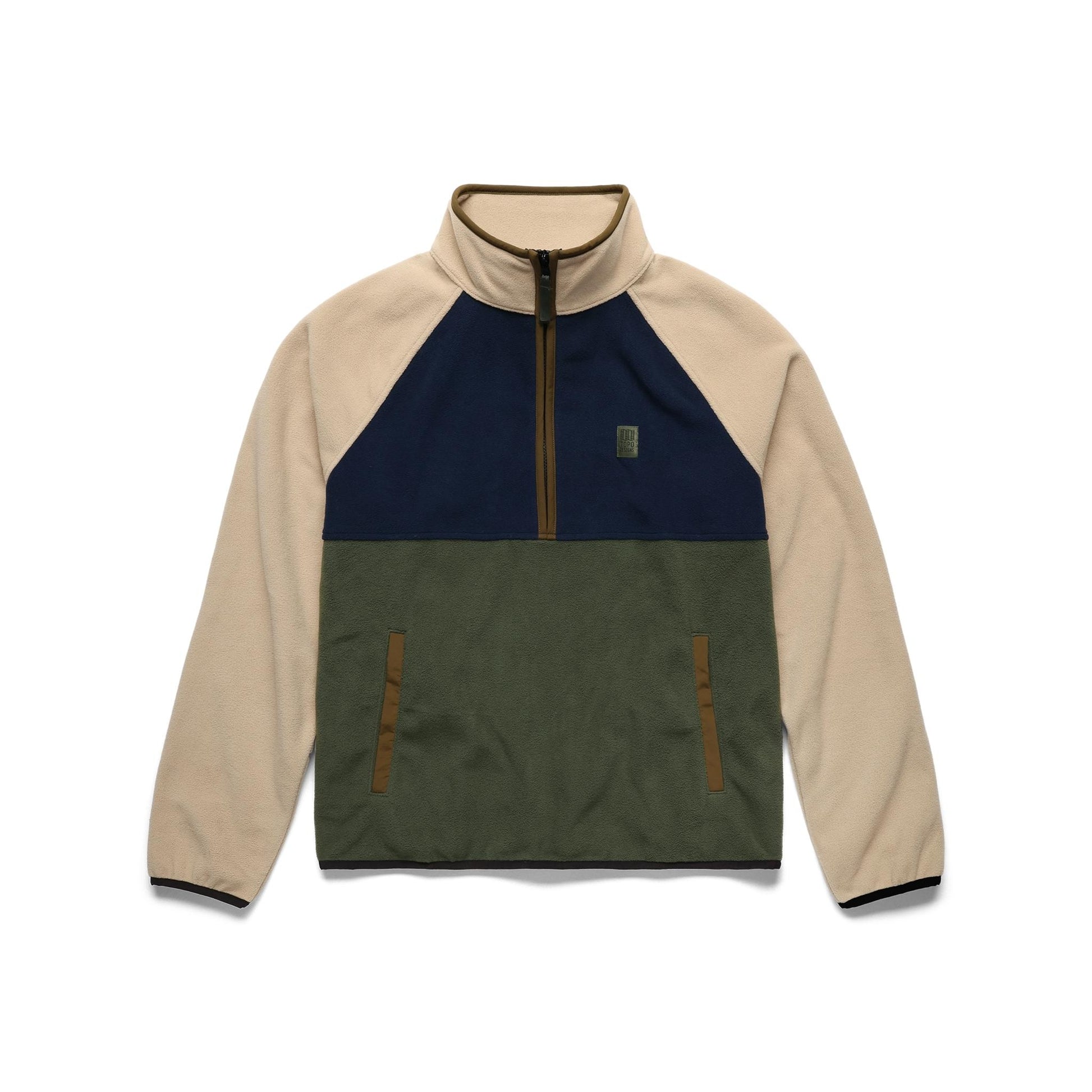 Front View of Topo Designs Vista 1/4 Zip Lightweight Fleece - Women's in "Midnight / Oatmeal"