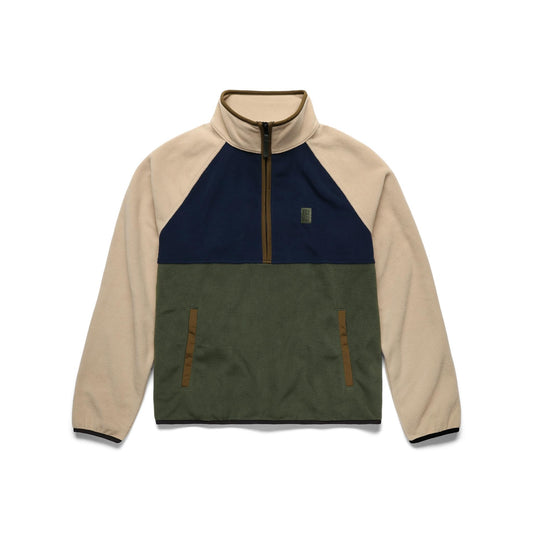 Front View of Topo Designs Vista 1/4 Zip Lightweight Fleece - Women's in "Midnight / Oatmeal"
