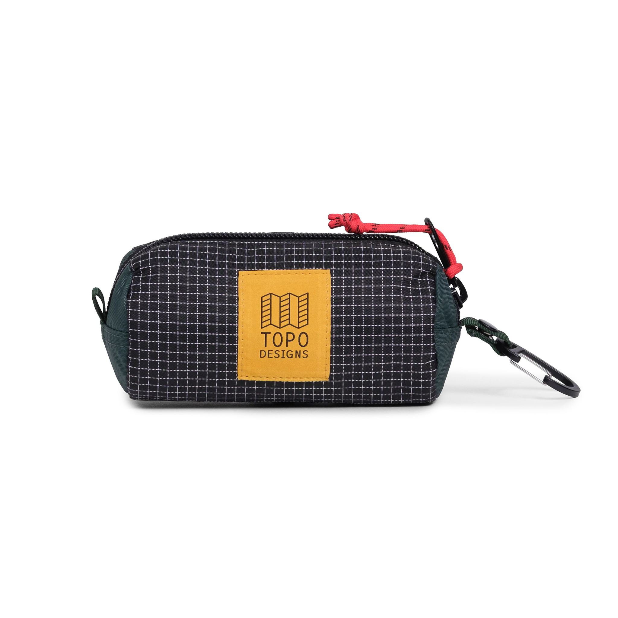 Front view of Topo Designs Burrito Bag Ripstop in "Black / White Grid"