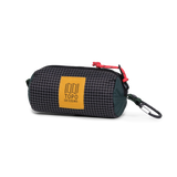 Front view of Topo Designs Burrito Bag Ripstop in "Black / White Grid"