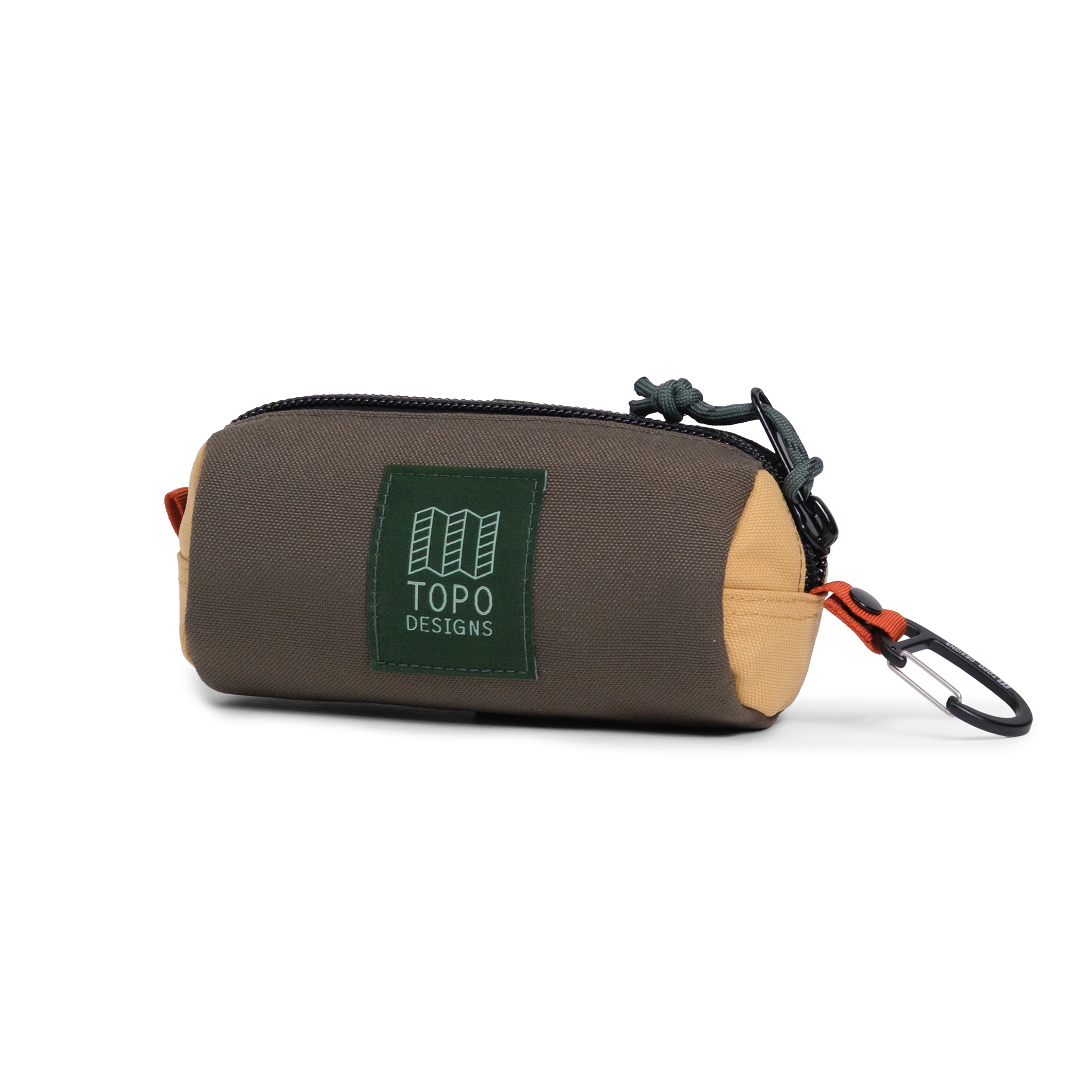Front Quarter View of Topo Designs Burrito Bag in "Woodland / Goldenrod"