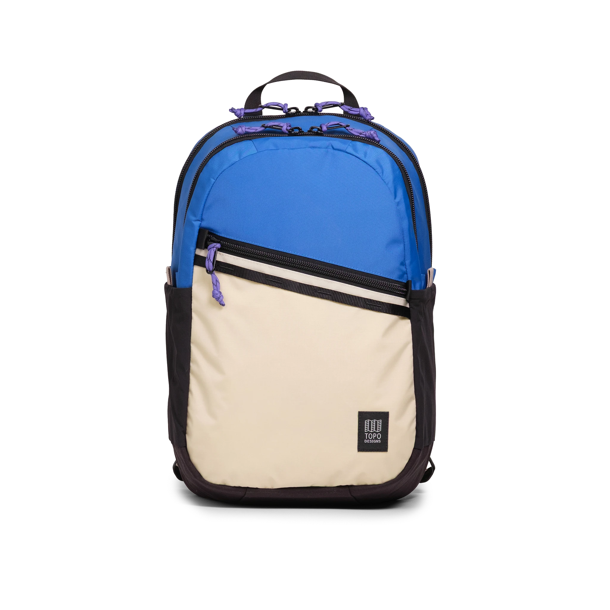 Front View of Topo Designs Commuter Backpack in "Classic Blue / Bone White"